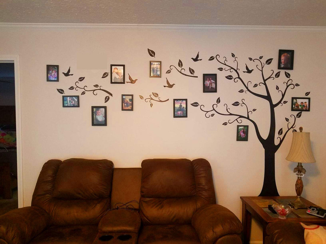 Large Family Tree Wall Decal, DIY Black Photo Frame Tree Wall Decor Sticker Mural Decal Art Décor for Living Room Home Decor (Black Tree)