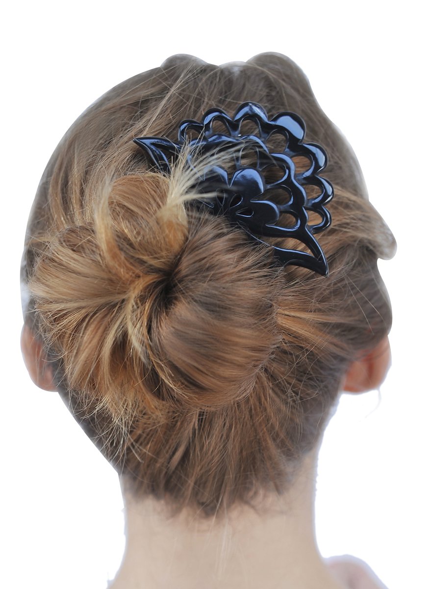 Marycrafts Lotus Flower Buffalo Horn 7 Prongs Hair Fork, Hair Side Comb, Hair Pin, Hair Accessory