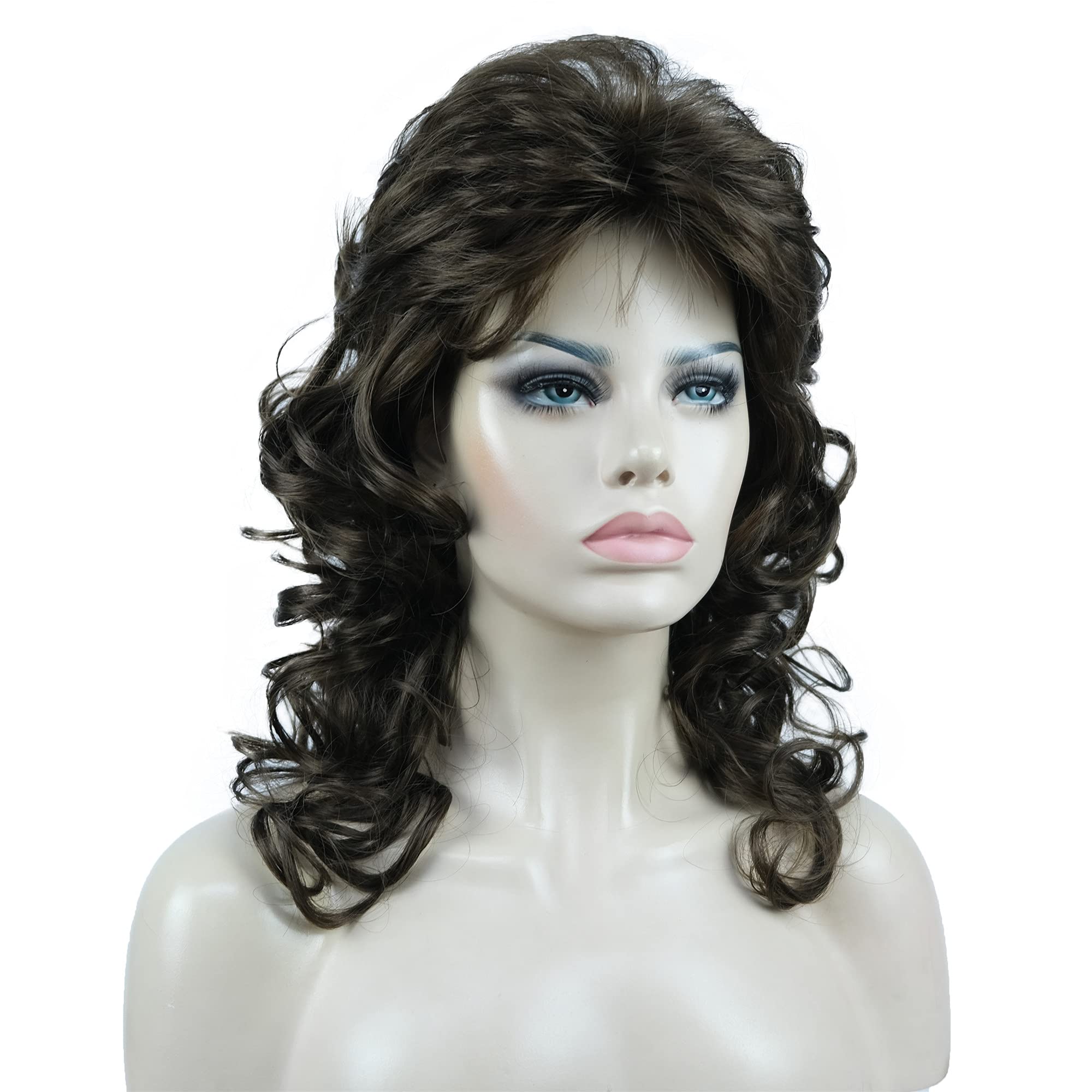 #8-Lt Chestnut Brown: Aimole Women's Natural Long Curly Wig Synthetic Hair Full Wigs(8-Lt Chestnut Brown)