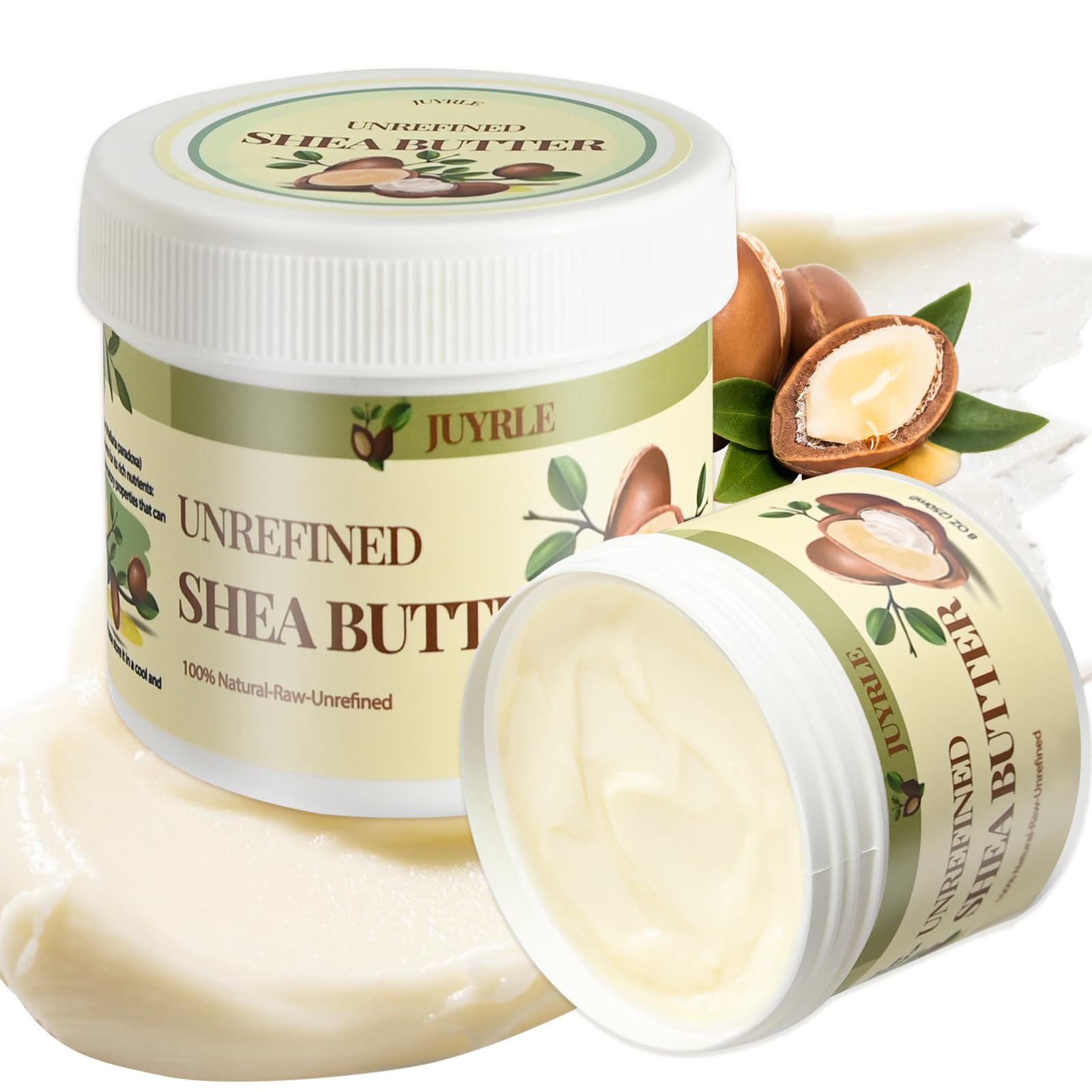 JUYRLE Shea Butter Raw Organic- Pure & Raw Virgin Unrefined, African Shea Butter for Hair, Extremely Dry Skin, DIY Whipped Moisturizing Body Lotion, Body Butter for Women and Men- 16oz