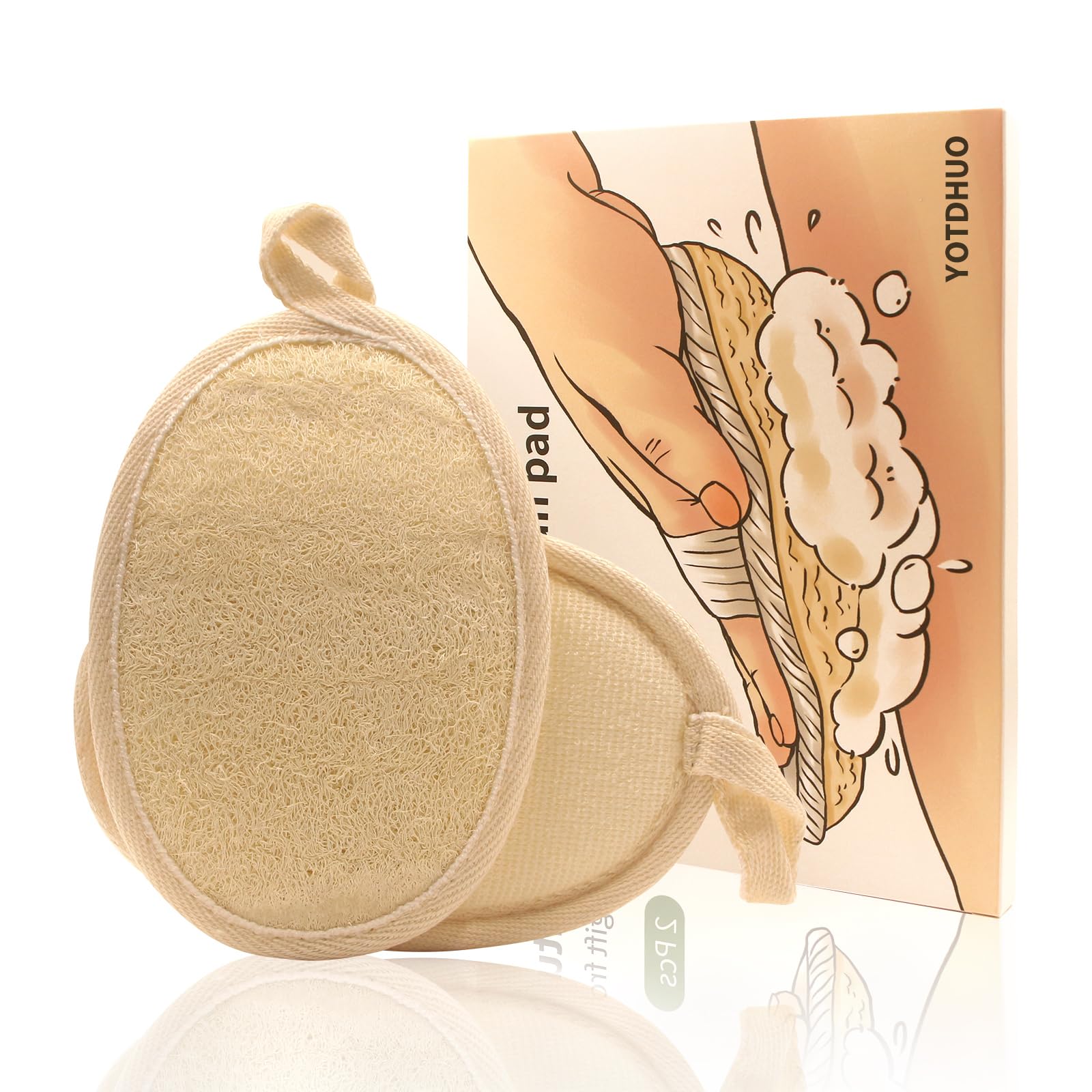 Natural Loofah Exfoliating Body Scrubber Luffa Sponge Pads Lather Well Soft Exfoliator Premium Bath Loofahs 2Pack