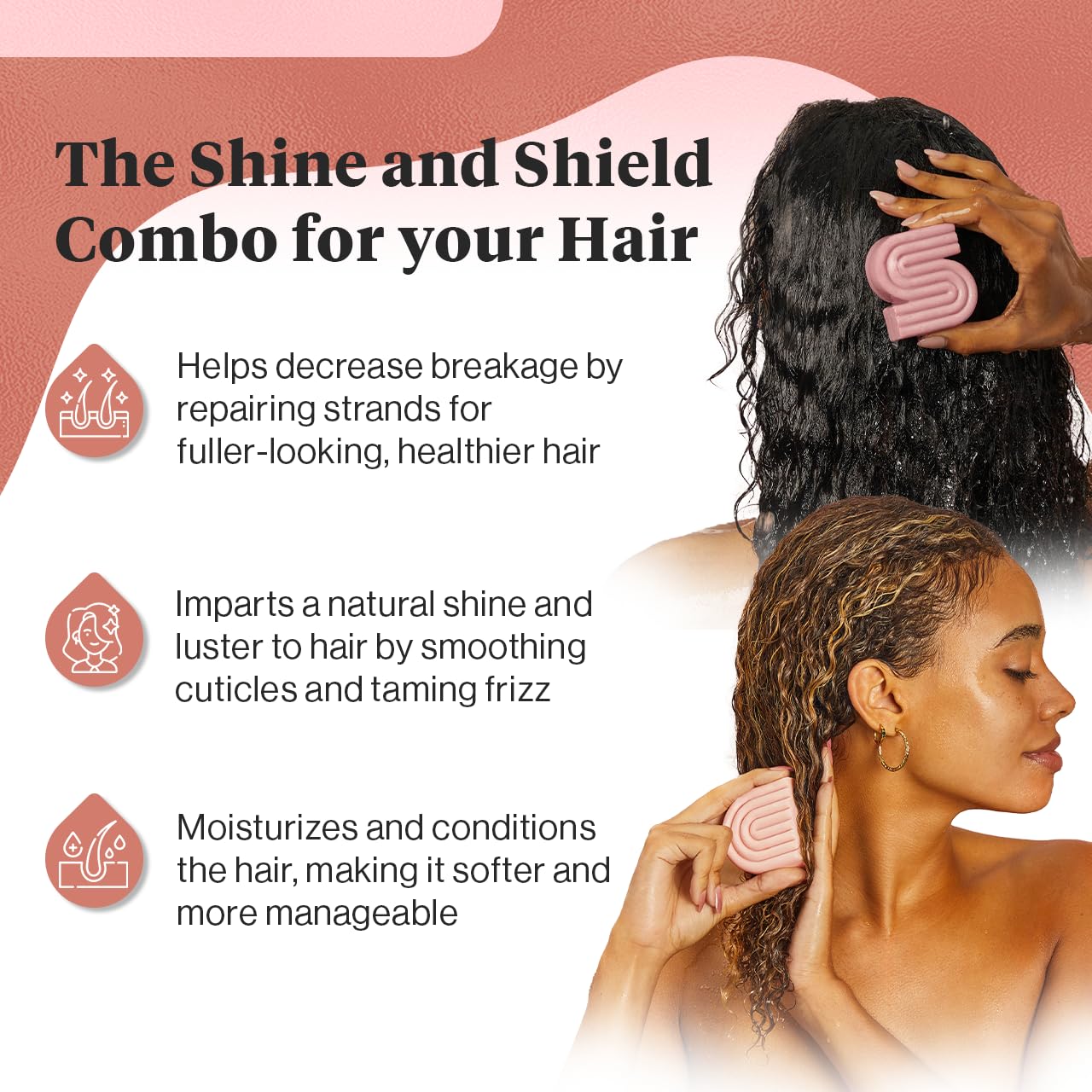 Kitsch Castor Oil Shampoo and Conditioner Set for Dull & Dry Hair - Nourishing Bar Soap for Well-Balanced, Hydrated Hair, Vegan, Strengthening Hair Care, Paraben-Free & Sulfate-Free, Made in US - 2pcs