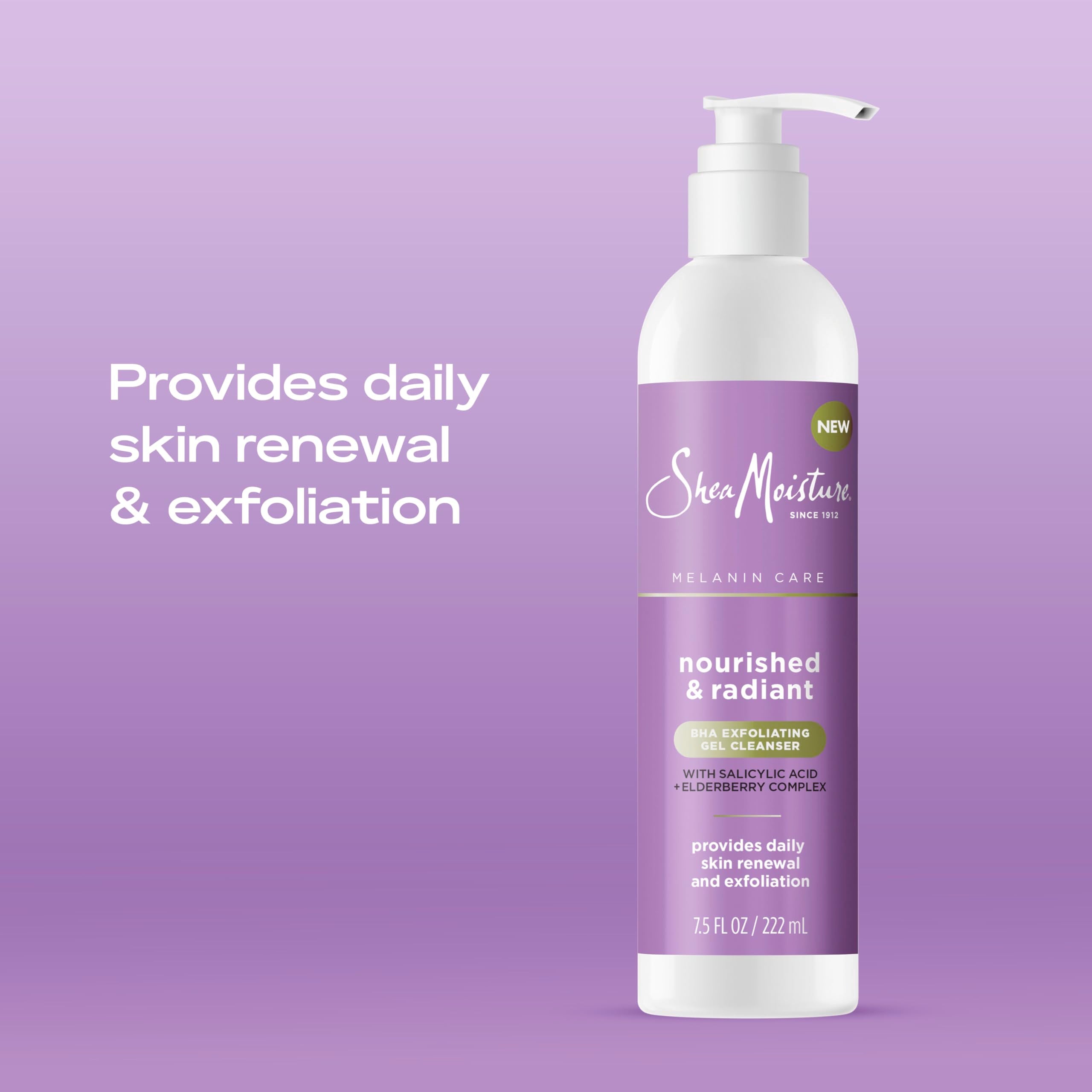 SheaMoisture Radiance BHA Exfoliating Gel Cleanser Nourished & Radiant Daily Skin Renewal Enhanced Brightness & Tone 7.5 fl oz