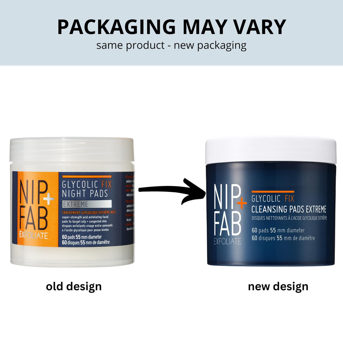 Nip + Fab Glycolic Acid Night Face Pads with Salicylic and Hyaluronic Acid, Exfoliating Resurfacing AHA Facial Pad for Exfoliation Even Skin Tone Blemish Control Pigmentation, 60 Pads, 2.7 Ounce