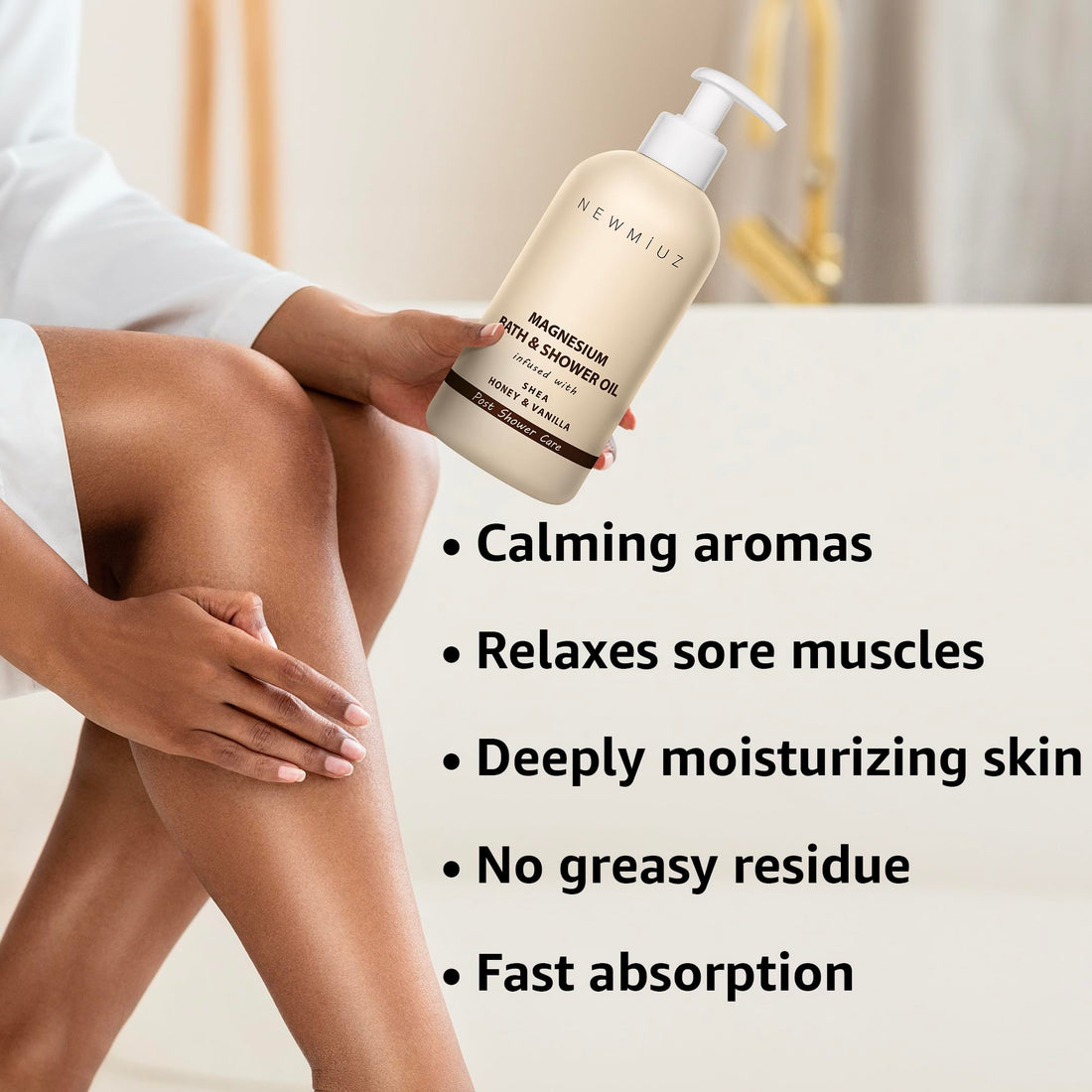 New Miuz Magnesium InShower Body Conditioner Soft Skin Post Shower Care Moisturizer for Body Legs Bath Oil for Dry Skin Shea Honey Vanilla Self Care Spa Gift