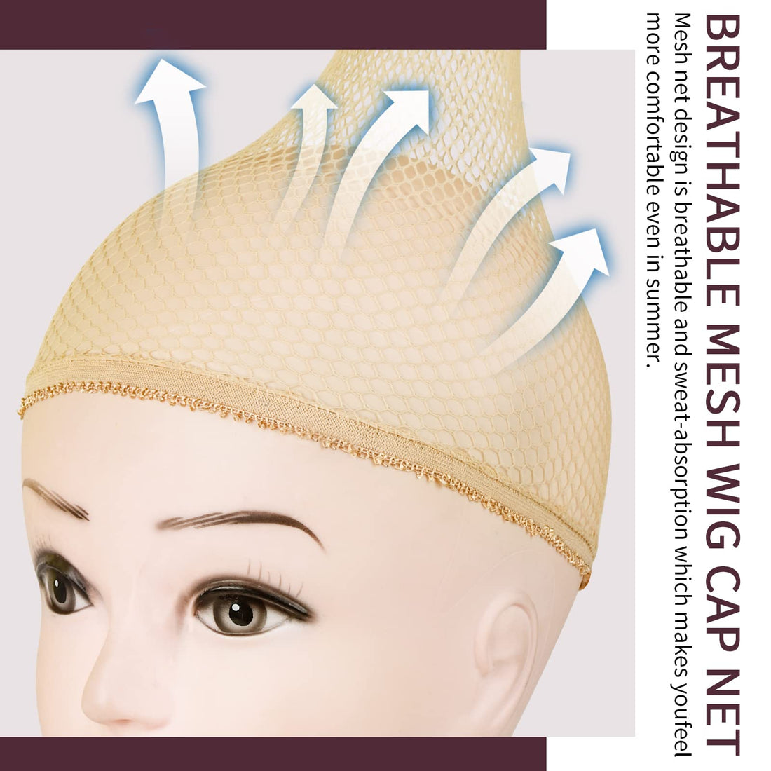 FANDAMEI Wig Caps Net, 4PCS Wig Caps Mesh Net Open End, Light Brown Wig Cap for women, Nylon Mesh Wig Caps Net, Strength Wig Cap Light Brown