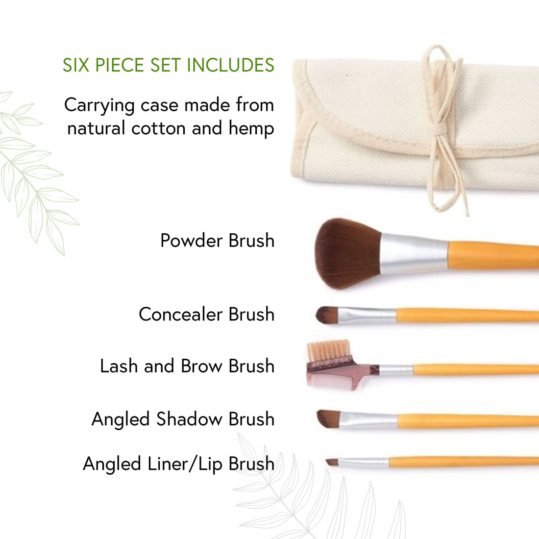 Honeybee Gardens Honeybee Gardens Eco Friendly Professional Cosmetic Brush Set | Cruelty Free | Sustainable Bamboo Handles | Professional Quality