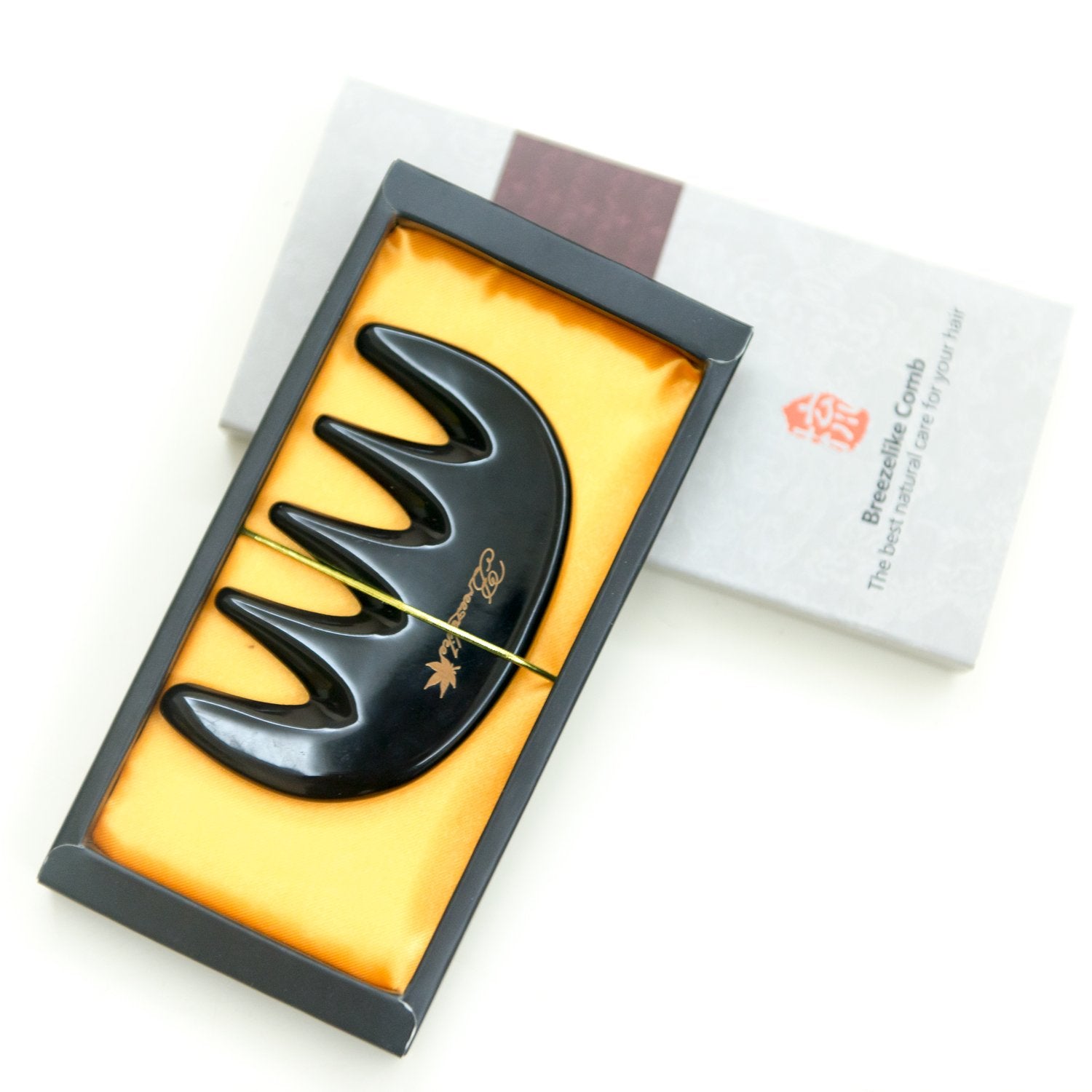 Breezelike No Static Black Buffalo Horn Massage Pocket Comb