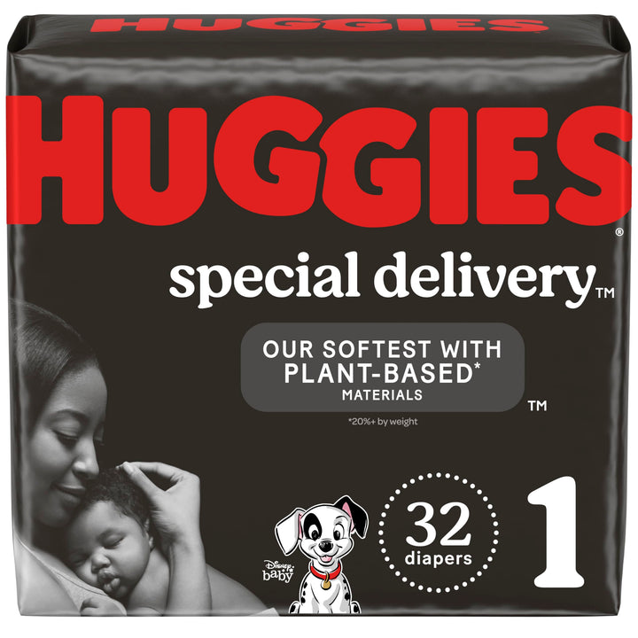 Hypoallergenic Baby Diapers Size 1, 32 Ct, Huggies Special Delivery, Softest Diaper, Safe for Sensitive Skin