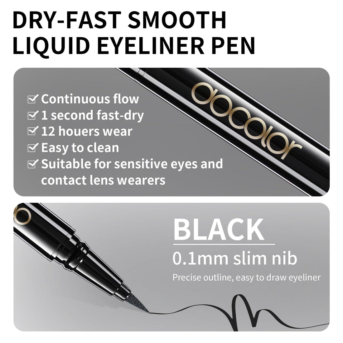 Docolor Waterproof Liquid Eyeliner Eye Liner Gel Black