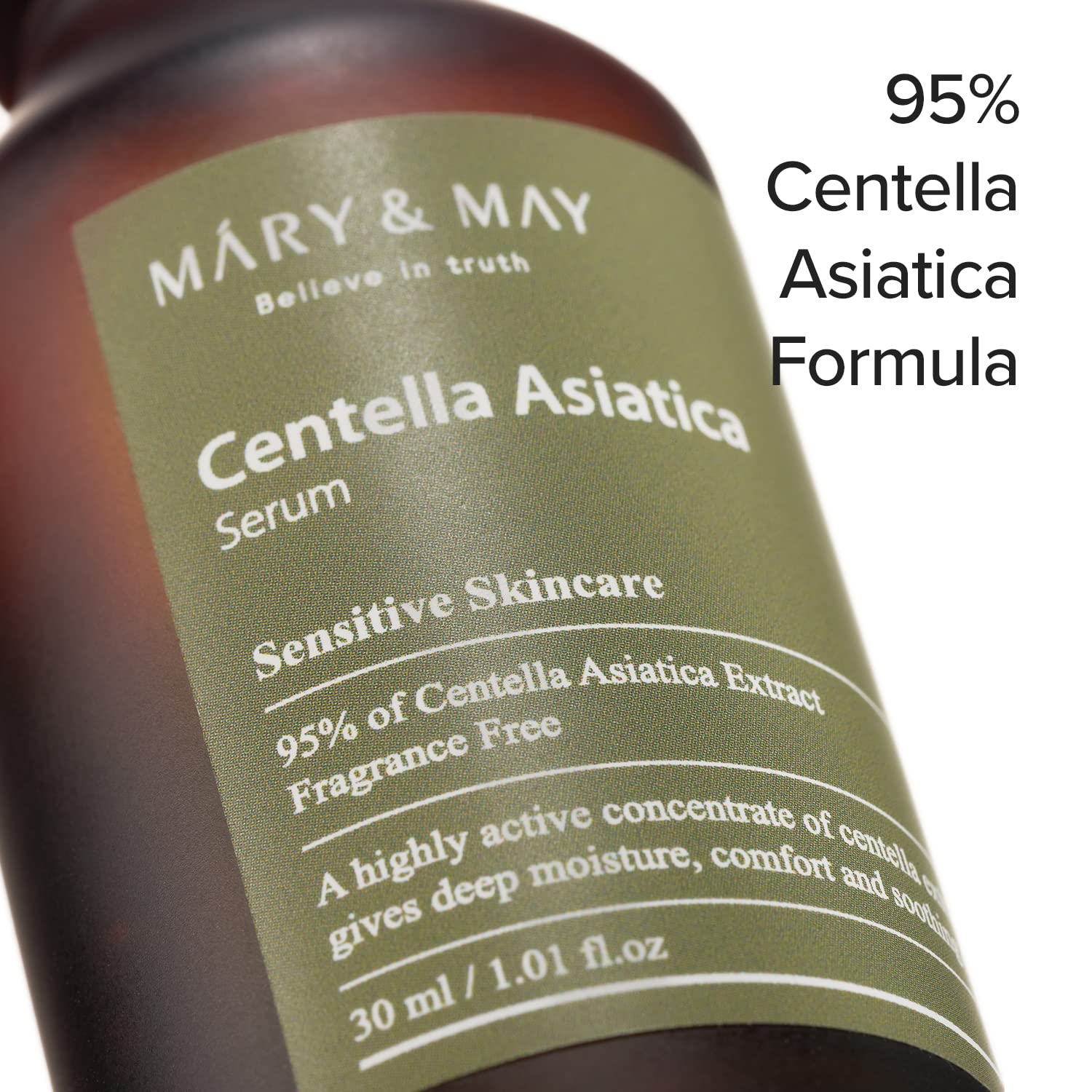 Mary&May Centella Asiatica Serum, 95% of Centella Asiatica Extract to soothe sensitive skin, Fragrance Free 1.01 fl oz