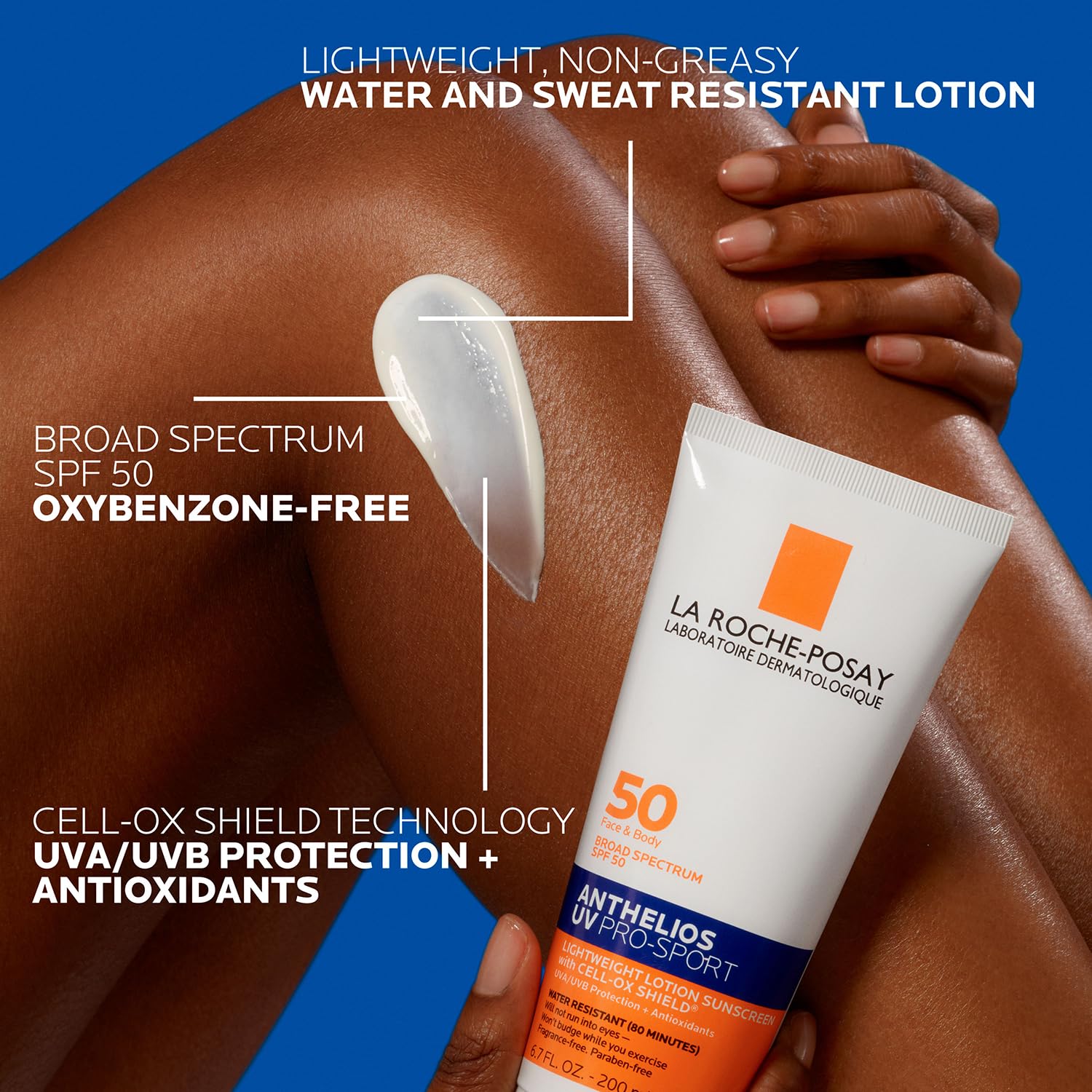 La Roche Posay Anthelios UV Pro-Sport Sunscreen SPF 50, Daily Sunscreen for Body & Face with Vitamin B5 and Vitamin E, Broad Spectrum Invisible SPF Protection, Water Resistant, Non Greasy