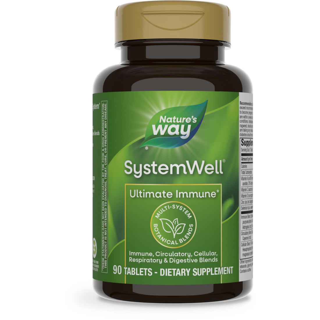 Nature's Way Systemwell Ultimate Immune*, with Vitamins C, A, D, Zinc, Selenium, Multi-System Botanical Blends Including Immune, Respiratory, Digestive, & Circulatory, 90 Tablets (Packaging May Vary)