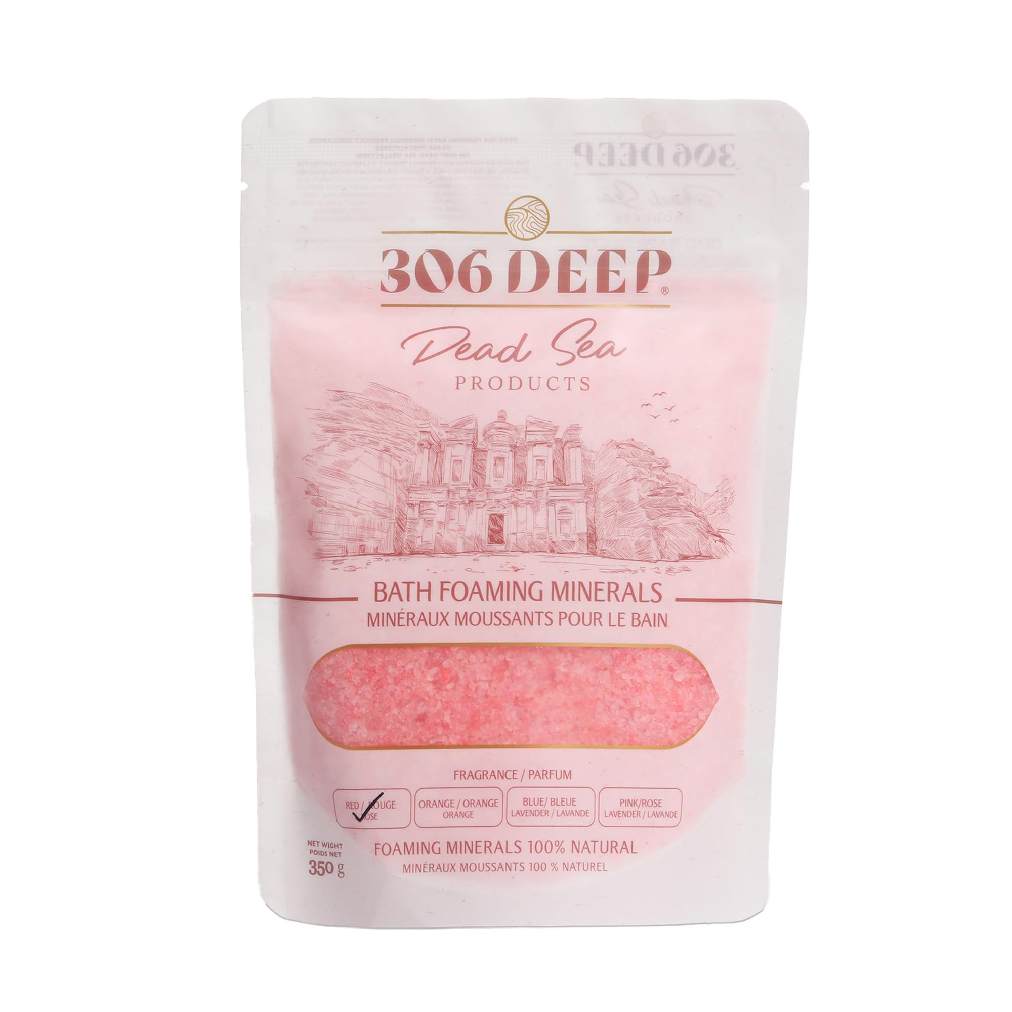 306 Deep Dead Sea Bath Salts Foaming Minerals - Red Dead Sea Coarse Mineral for Soaking with Rose Essential Oils, Alternative to Magnesium Flakes and Epsom Salt, Relaxing Bath Products for Men & Women