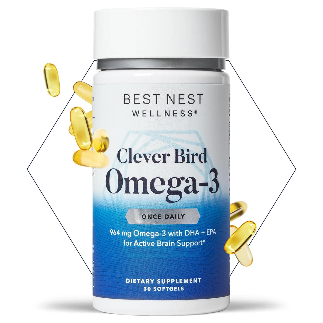 Best Nest Wellness Omega-3 Softgels - Fish Oil Supplement Supports Brain Health - Nutritional Support for Mothers - EPA & DHA Supplement Aids Immune System Health - 30 Softgels