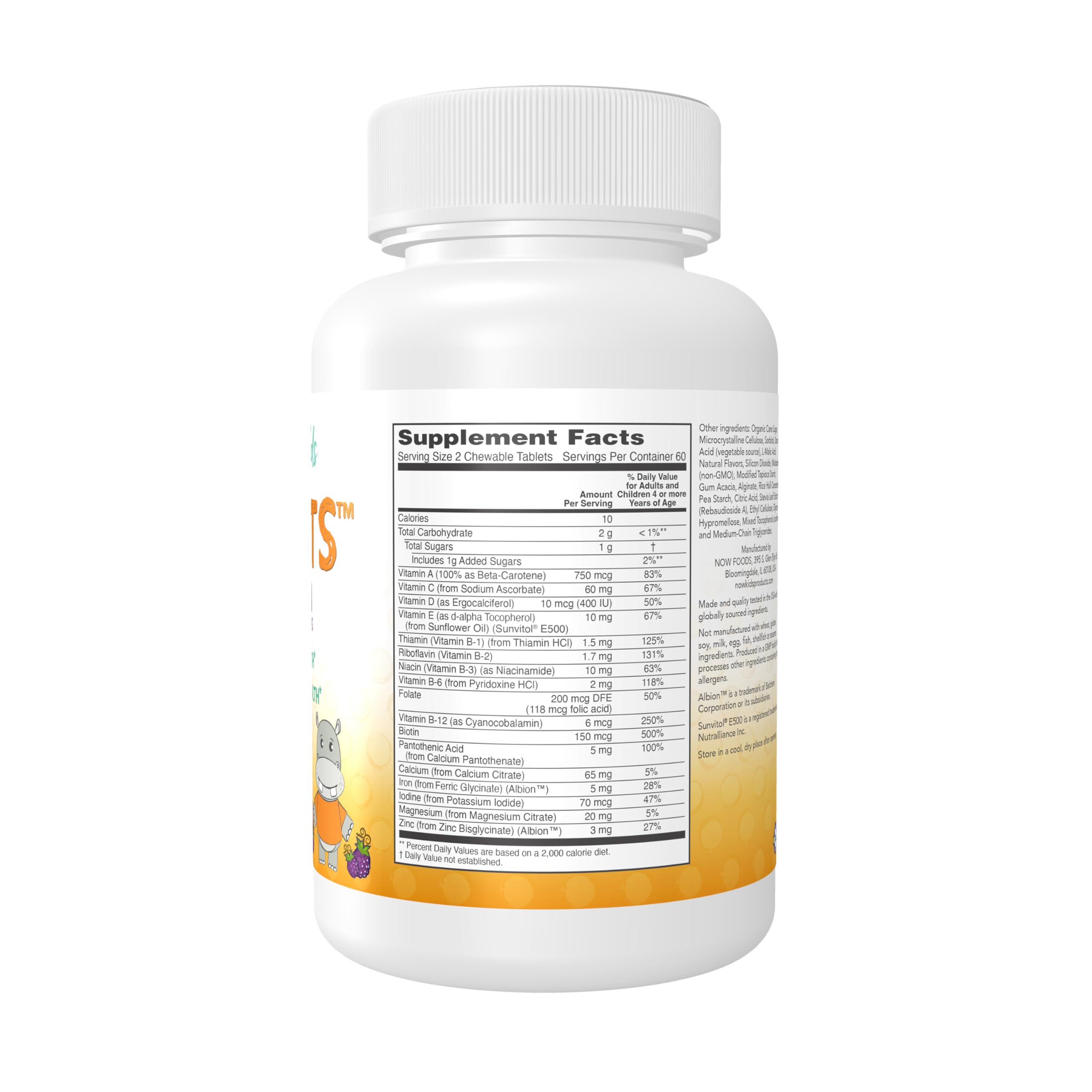 NOW Kids Supplements, Kid Vits Multivitamin, Grape Flavor, 120 Chewable Tablets