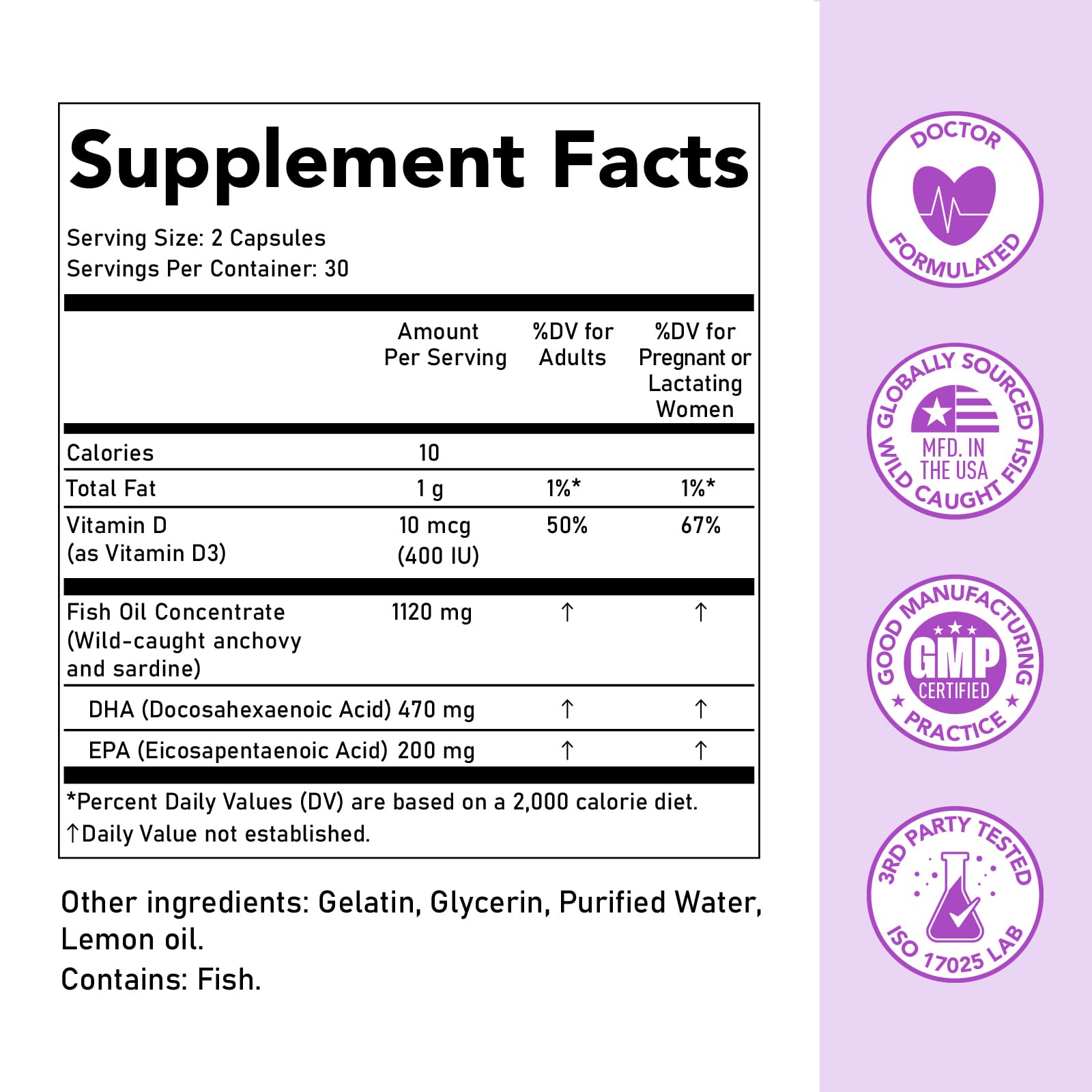 Premom Prenatal DHA Fish Oil: Triglyceride Omega 3 with 470mg DHA, 200mg EPA + 400 IU VIT D3 Supplement - Fertility Support for Women - Globally Sourced from Wild Caught Fish