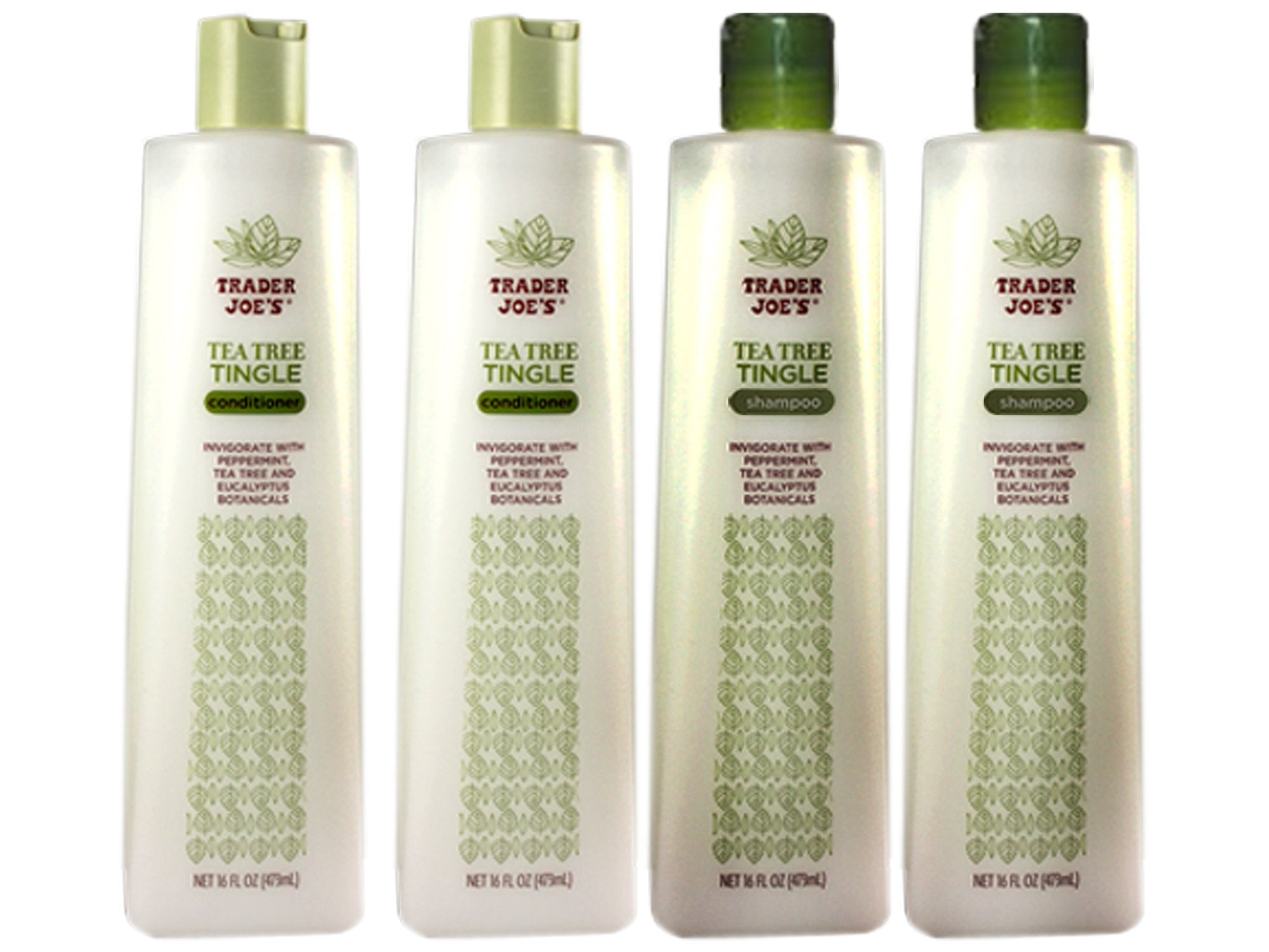 Trader Joe's Tea Tree Tingle Moisturizing Shampoo & Conditioner 4 Pack (2 Each) - CRUELTY FREE