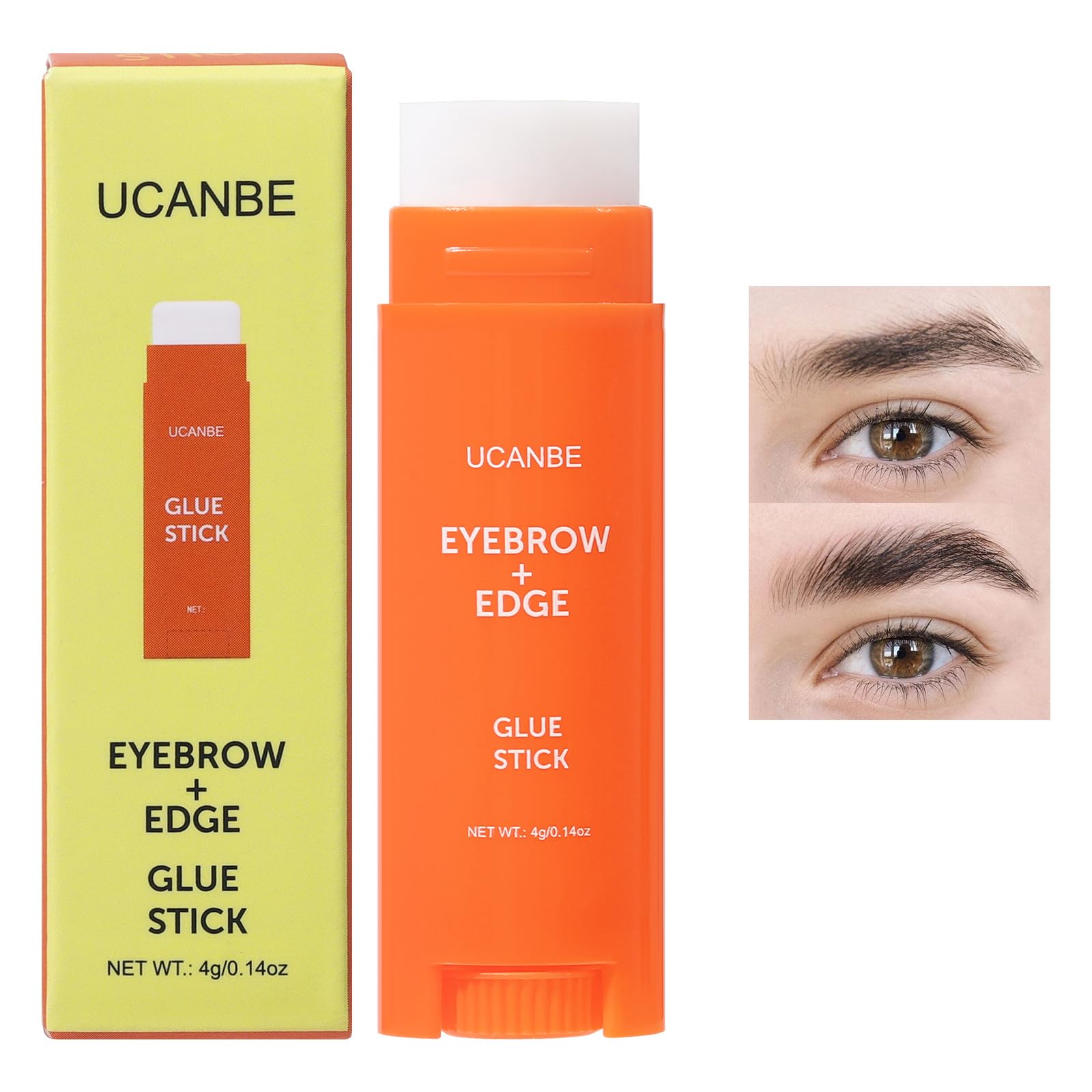 UCANBE 2-IN-1 Eyebrow & Edge Glue Stick,Waterproof Clear Brow Gel, Transfer-Proof, Extreme Hold, Quick-Dry, Lightweight for Styling, Fixing Baby Hair & Makeup