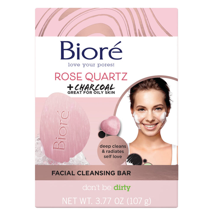 BiorÃƒ© Rose Quartz With Charcoal Facial Cleansing bar, Exfoliating bar Soap, Daily Face Wash, Oil Free, Dermatologist Tested, Cruelty Free, Vegan Friendly, Paraben Free