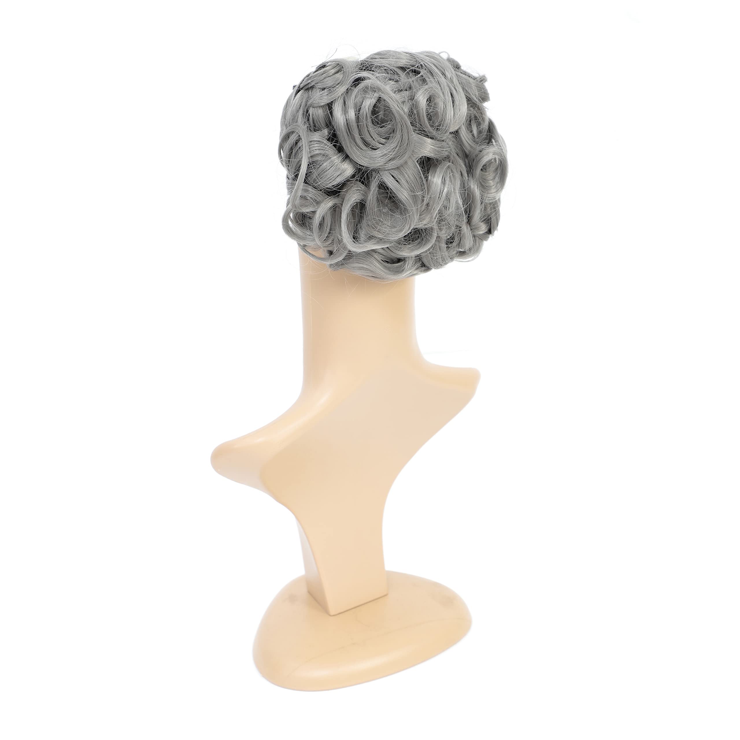 SWACC Short Messy Curly Dish Hair Bun Extension Easy Stretch hair Combs Clip in Ponytail Extension Scrunchie Chignon Tray Ponytail Hairpieces (Grey)
