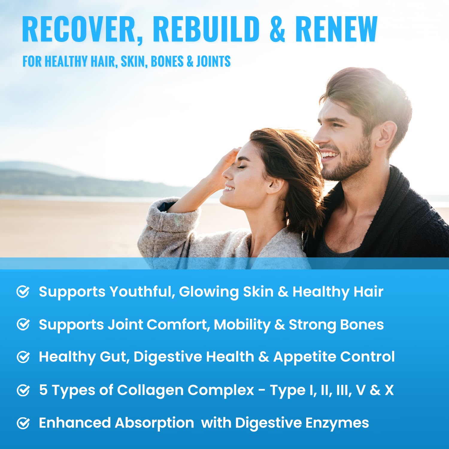 NutraChamps Multi Collagen Pills, Types I,II,III,V,X, Double Hydrolyzed Collagen Peptides Powder Capsules, Protein Supplement for Women & Men, 180 Capsules (Pack of 2)