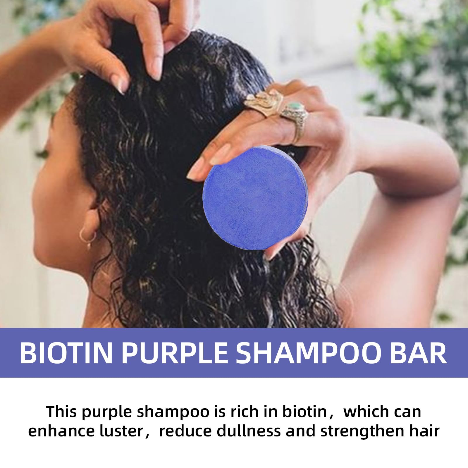 Biotin-Infused Purple Shampoo Bar for Blonde Hair - Natural Toning, Brightening and Strengthening Shampoo Blonde, Lightened & Gray Hair & Solid Hair Care for Silky, Radiant Locks, 3.2 oz
