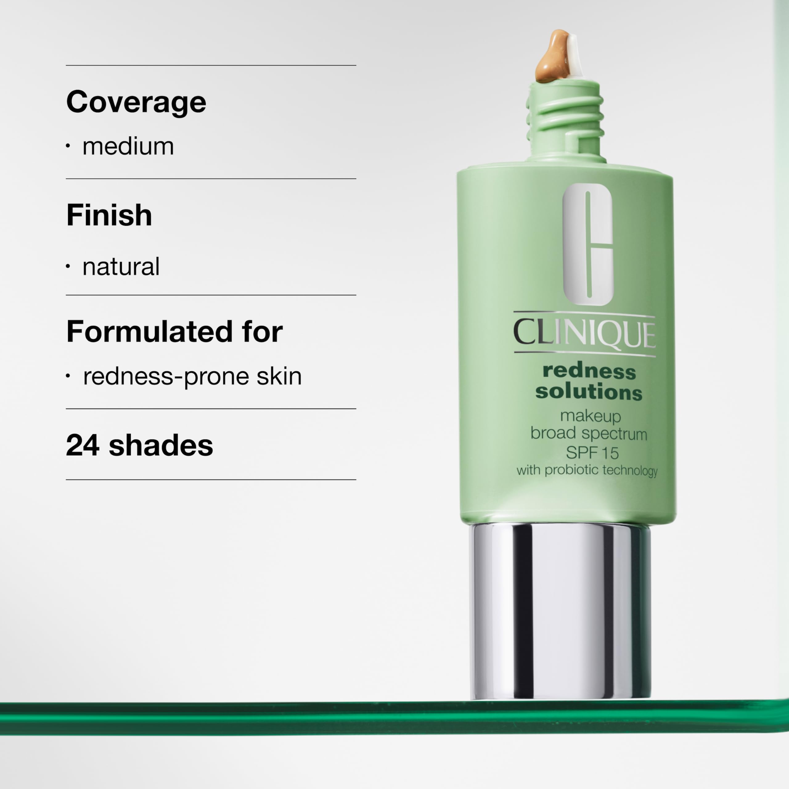 Clinique Redness Solutions Liquid Foundation Makeup Broad Spectrum SPF 15 With Probiotic Technology For Redness-Prone Skin| Medium Coverage + Natural Finish, Calming Alabaster