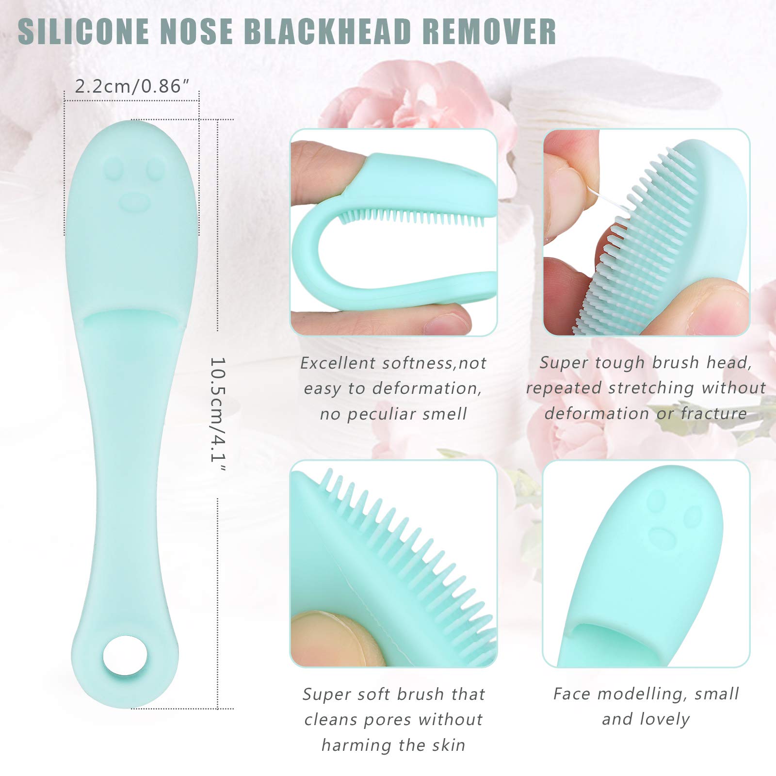 Yebeauty Silicone Facial Cleansing Brush, 5pcs Face Scrubber, 5pcs Nose Blackhead Remover and 5pcs Double-Sided Exfoliating Lip Brush Lip Exfoliator Tool for Sensitive, Delicate, Dry Skin, Set of 15