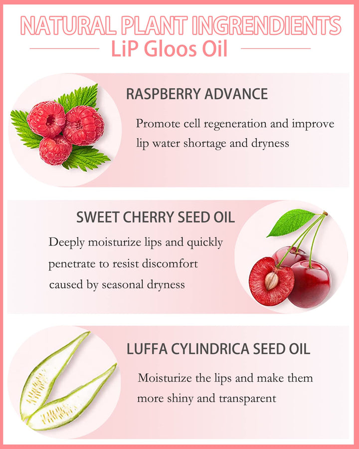 Glow Reviver Lip Oil Moisturizing Lip Gloss for Dry Lips, Clear Lip Oil with Plumping, Hydrating Effects, Women's Makeup Gift (#006 Berry)
