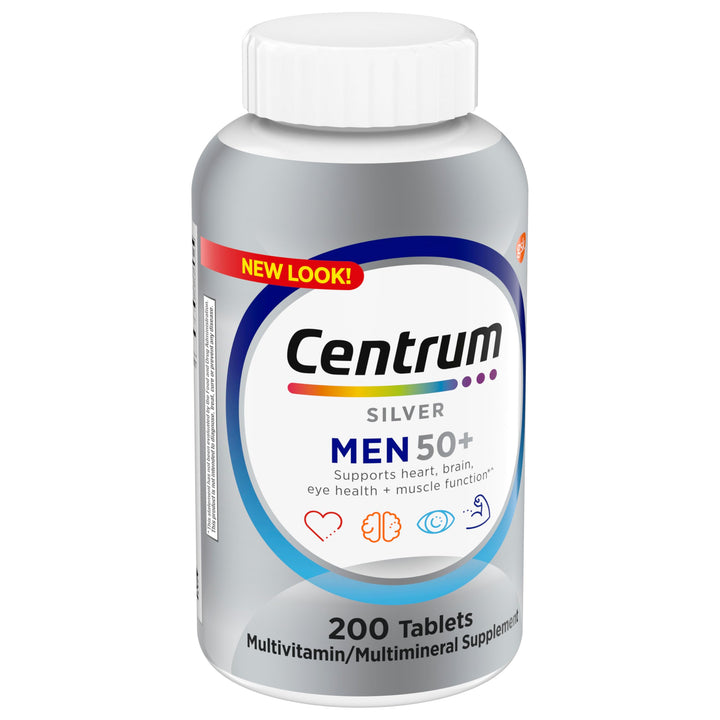 Centrum Silver Men's 50+ Multivitamin with Vitamin D3, B-Vitamins, Zinc for Memory and Cognition - 200 Tablets
