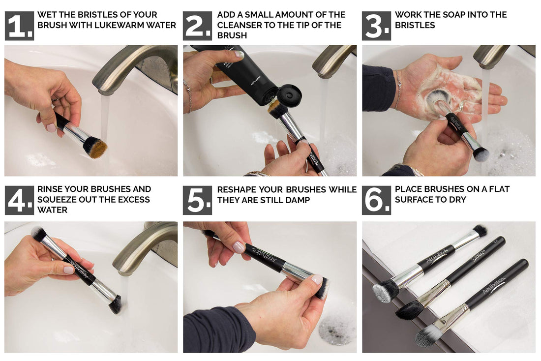 Aesthetica Makeup Brush Cleaner – Cruelty Free Make Up Brush Shampoo for any Brush, Sponge or Applicator - Made in USA - 2.5 fl oz