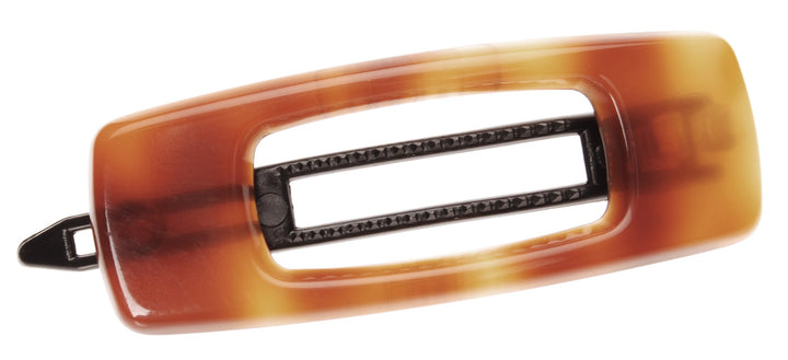 Tortoise : France Luxe Mini Cutout Rectangle on Plastic Tige Boule Barrette - Tortoise