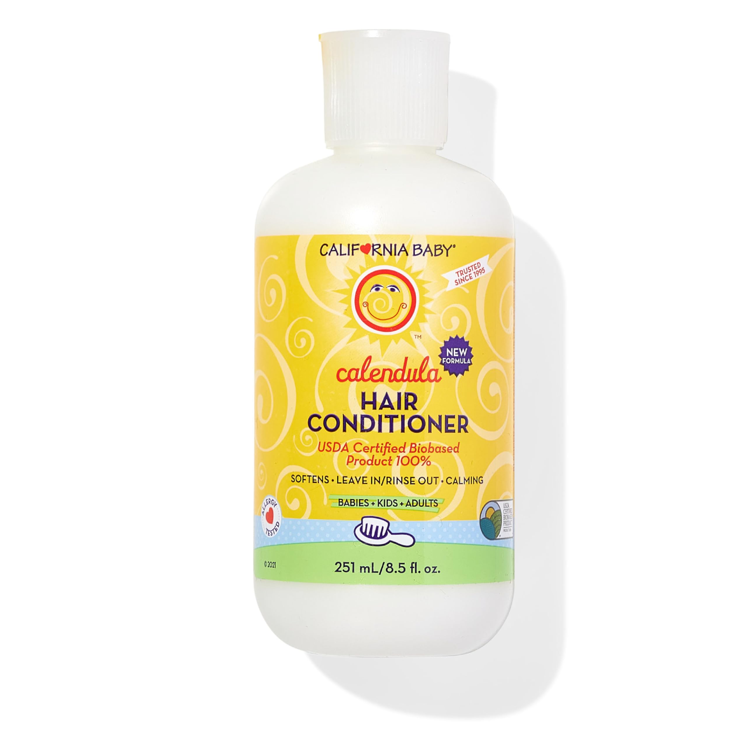 California Baby Calendula Hair Conditioner | 100% Plant-Based Kids Conditioner | Rinse-out or Leave in Conditioner | Lavender Scent | 251 mL / 8.5 oz