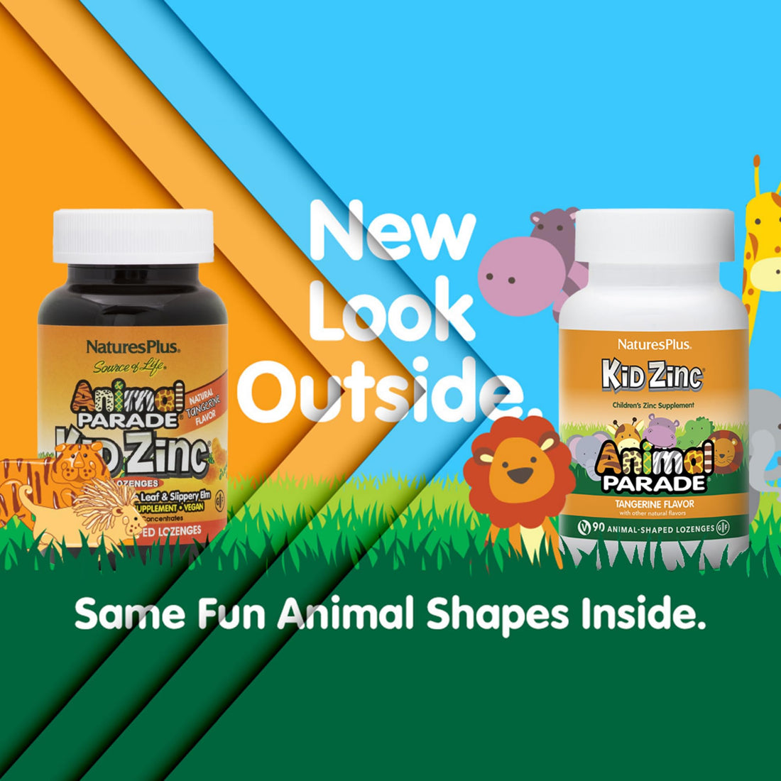 Natures Plus Animal Parade KidZinc, Tangerine Flavor - 90 Animal-Shaped Lozenges - Organically Chelated Zinc - Vegan, Gluten Free - 90 Servings