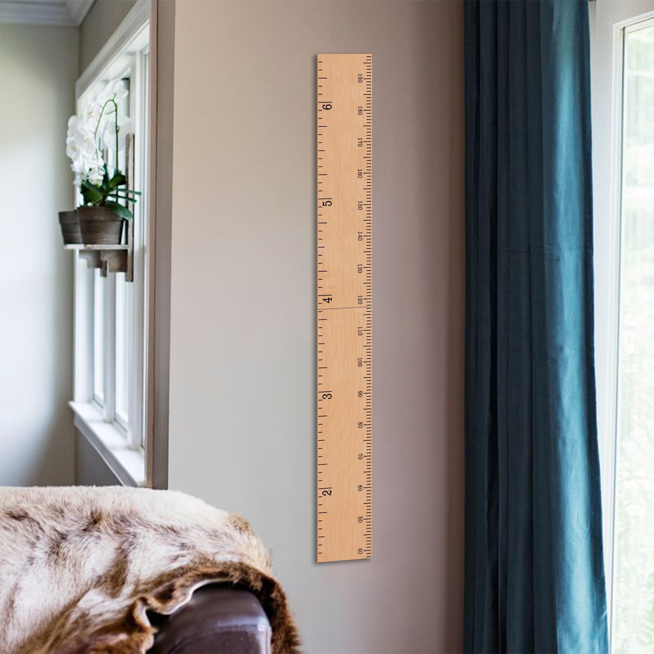 HEADWATERS STUDIO Wooden Growth Chart for Wall - Size Height Chart for Kids, Growth Measuring Board and Kids Height Wall Chart, Growth Chart for Kids, Height Chart for Wall - Natural (63x6.7)
