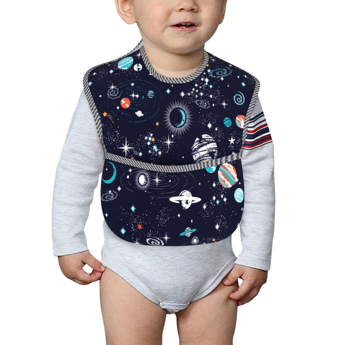 Qwalnely Space Bibs Baby Stuff 2Packs for 6-24 Months Waterproof Washable Fabric (Space)