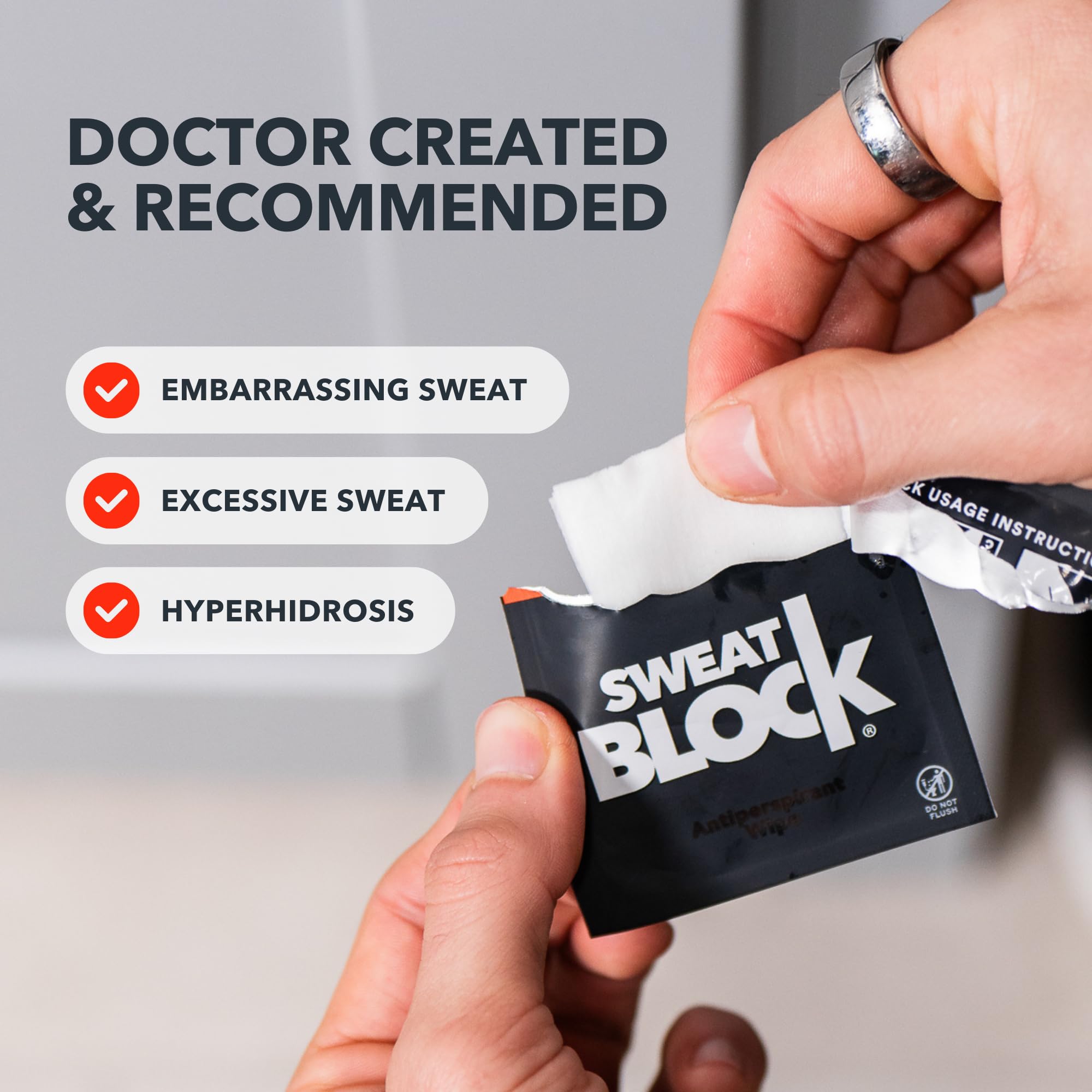 SweatBlock Antiperspirant - Clinical Strength - Reduce sweat up to 7-days per use (8 antiperspirant towelettes)per box