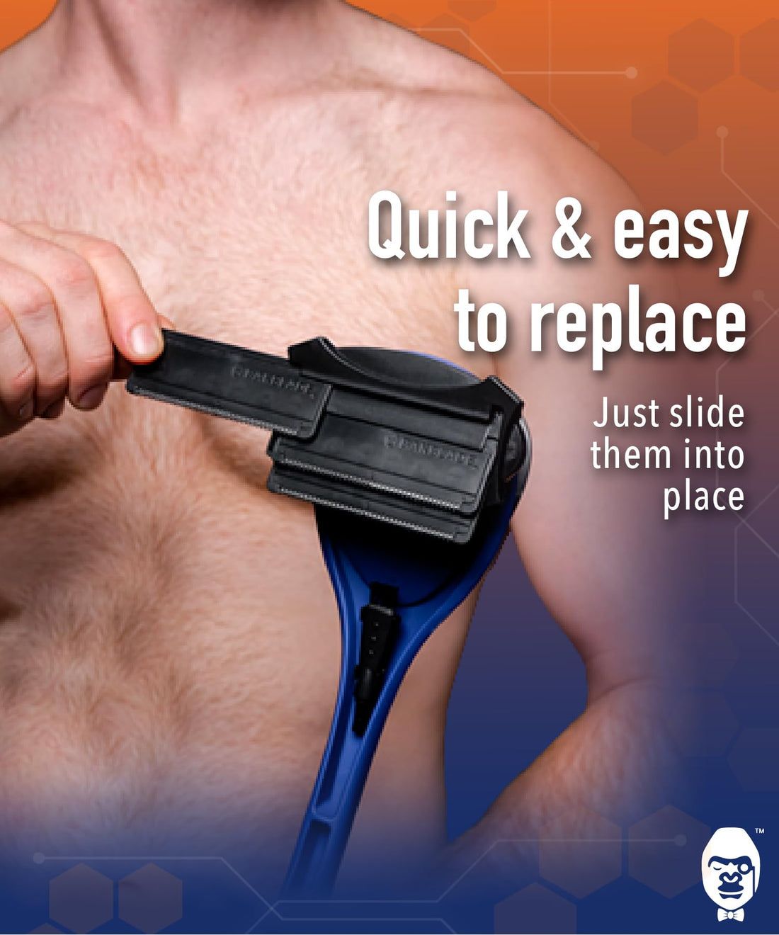 BAKblade 2.0 Refill Cartridges Bundle - Back Hair & Body Shaver Refill Replacement Cartridges, Extra-Wide Wet or Dry Disposable Razor Blades (6 Blades)