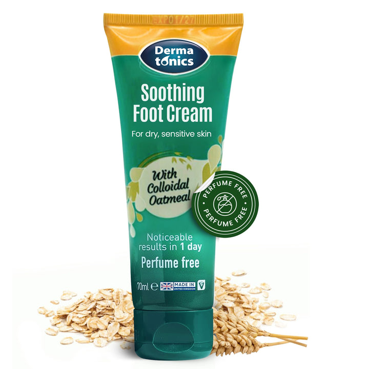 Dermatonics Soothing Foot Cream - 10% Urea w/Colloidal Oatmeal, Exfoliating & Softening Balm, Moisturizer for Dry, Cracked Heels & Rough Skin, Rehydrating for Feet, Elbows & Hands - 2.37 fl oz Tube