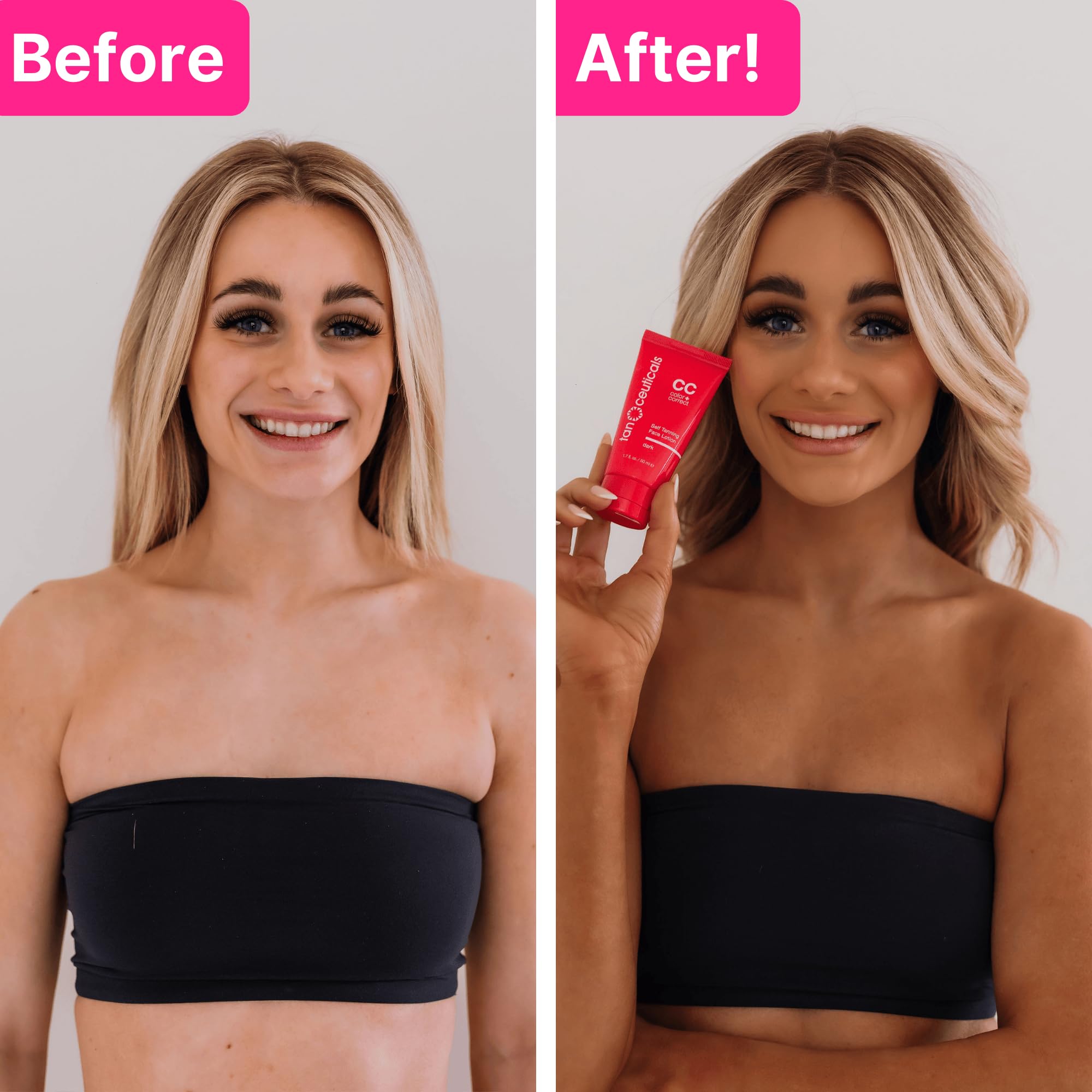 Tanceuticals Facial Self Tanner - Cc Self Tanning Lotion For Face Gives Natural, Long Lasting Sunless Tan - Fresh Coconut Scent - WonT Clog Pores Or Cause Acne - Easy To Apply - Dark Shade 1.7 Oz