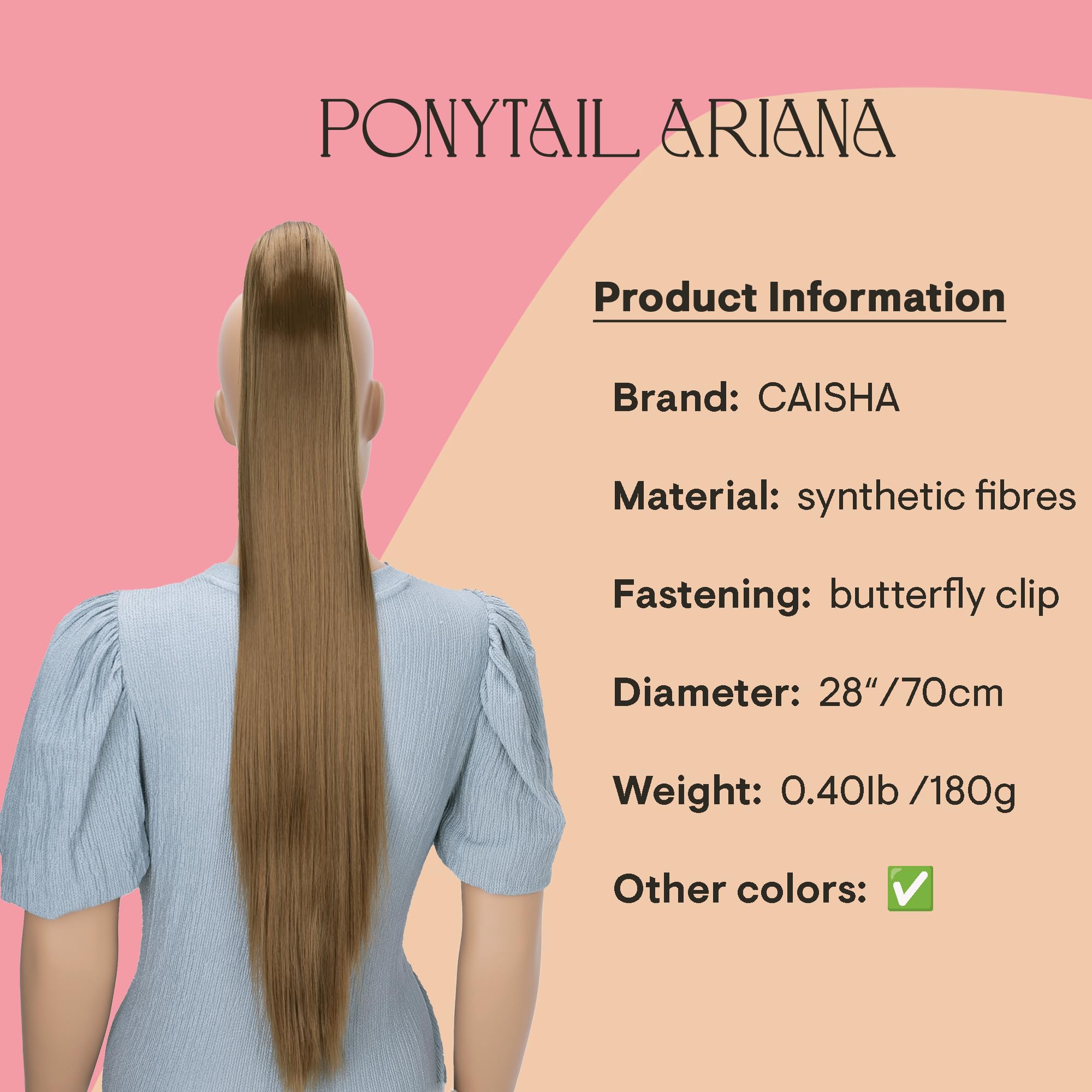 27 (70cm) brown # 6 H80 : PRETTYSHOP 27 Hairpiece Ponytail Clip on Extension Long hair smooth Heat-Resisting H80