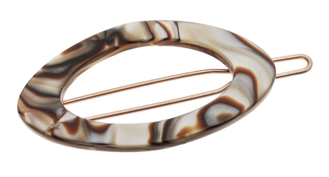 France Luxe Narrow Oval on Tige Boule Barrette - Onyx