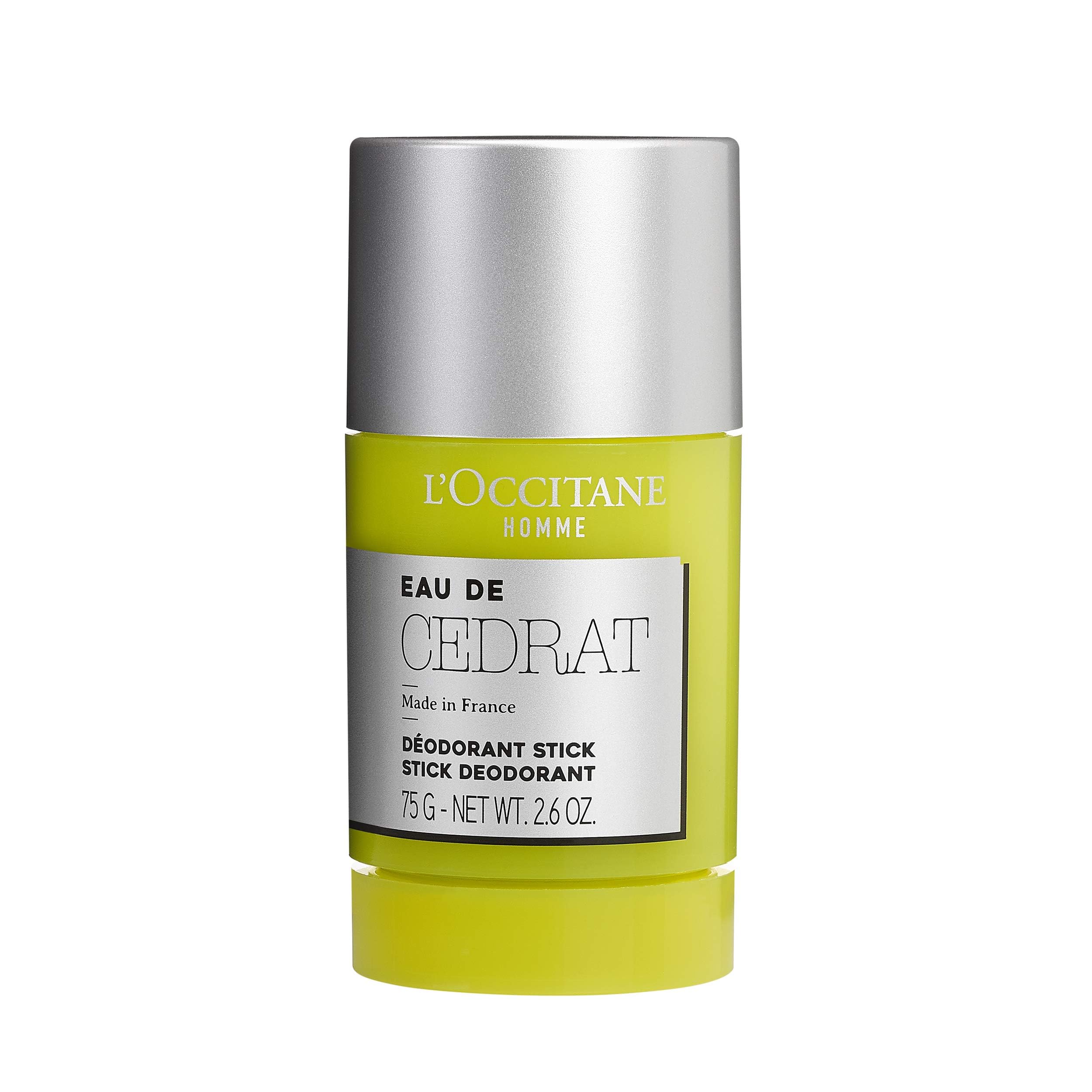 L'Occitane Men's Energizing Cedrat Solid Stick Deodorant : Prevent Odor | Woodsy Aroma | Soothing | Best in Grooming | Made in France