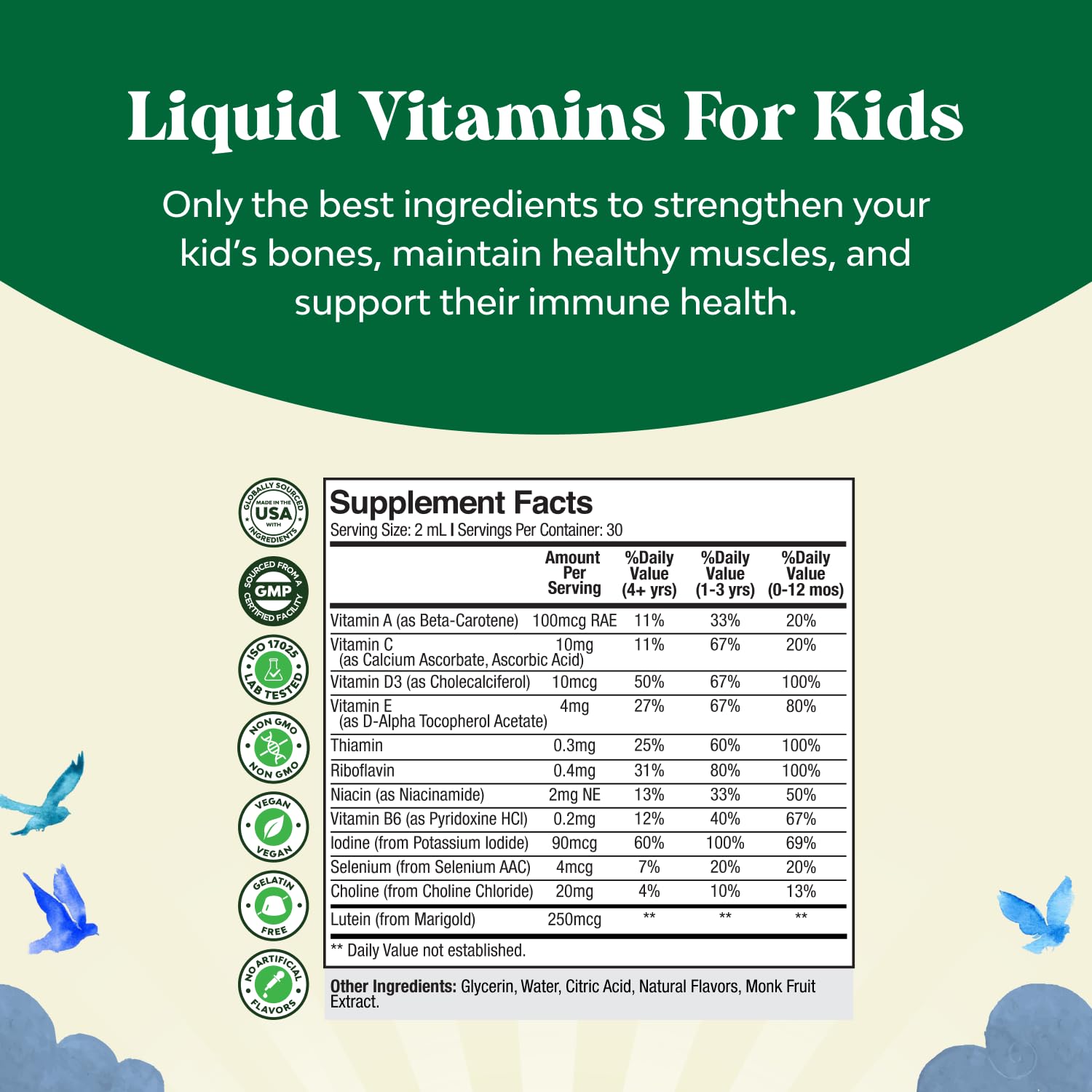Natures Craft Liquid Multivitamin for Kids Immunity Support - Yummy Toddler Supplement with a C D3 E B6 and Vitamins of All Ages High Absorption