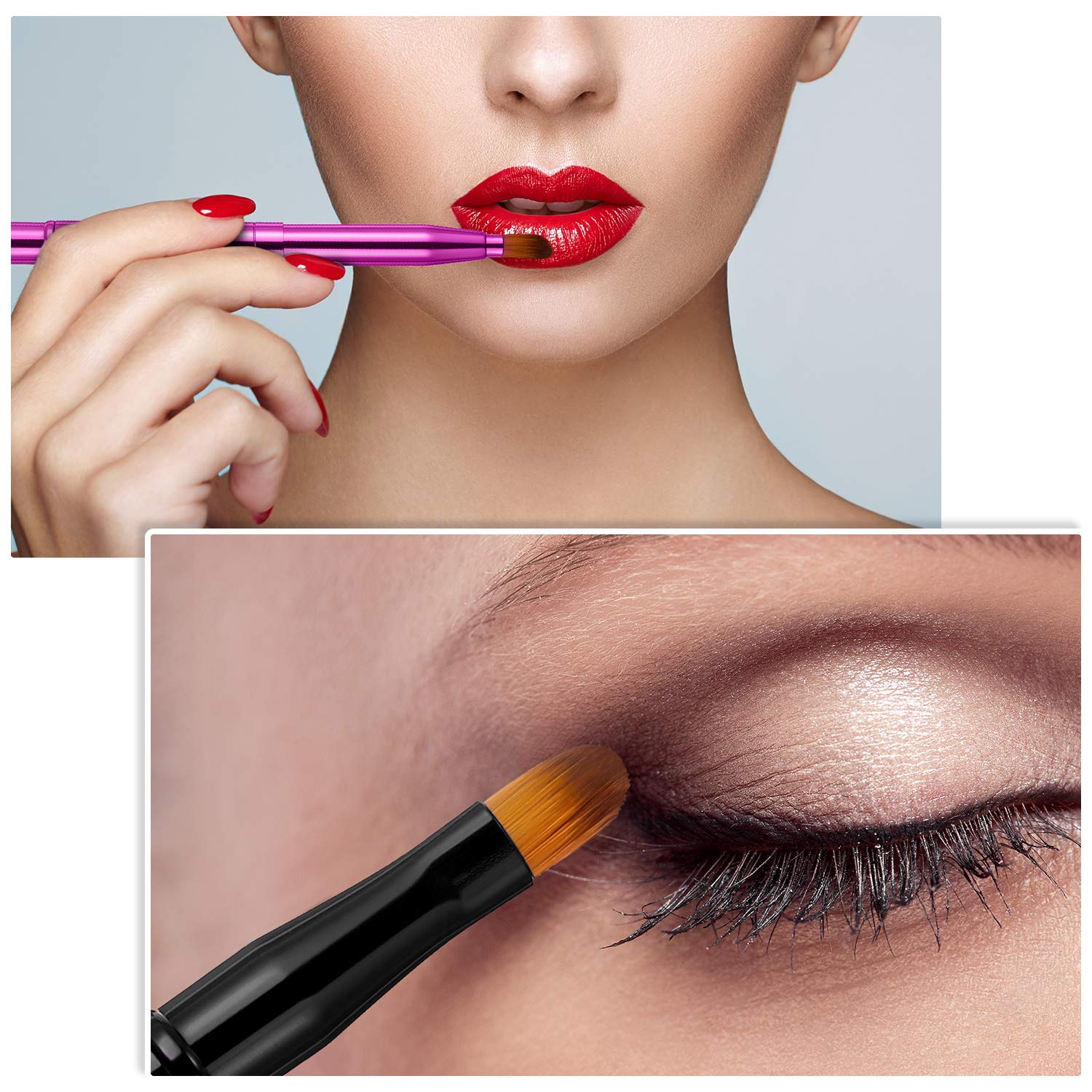 Dual End Lip Brush Concealer Brushes 3 Pieces Retractable Lipstick Eyeshadow Foundation Makeup Brush Tool Applicators Setï¼Ë†Gold, Black, Purpleï¼â€°