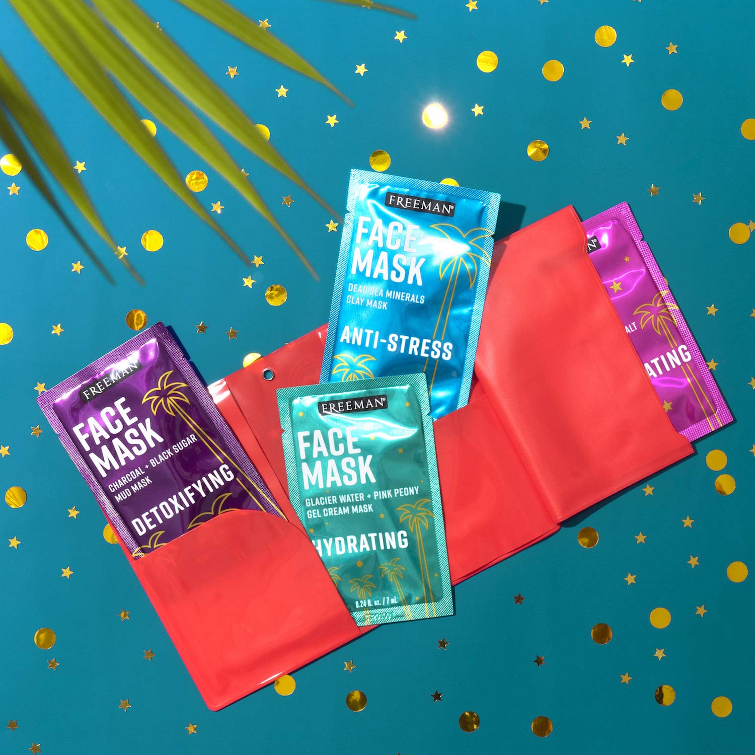 Freeman Passport to Glow Facial Mask Holiday Stocking Stuffer, Set of 4 sachets + Passport Holder