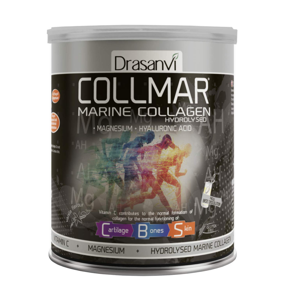 Drasanvi Collmar Hydrolyzed Marine Collagen with Magnesium Powder 300g / 10.58ounce / Vanilla Flavor - for A Healthy Skin Cartilage and Bones - Helps Minimize Tiredness and Fatigue