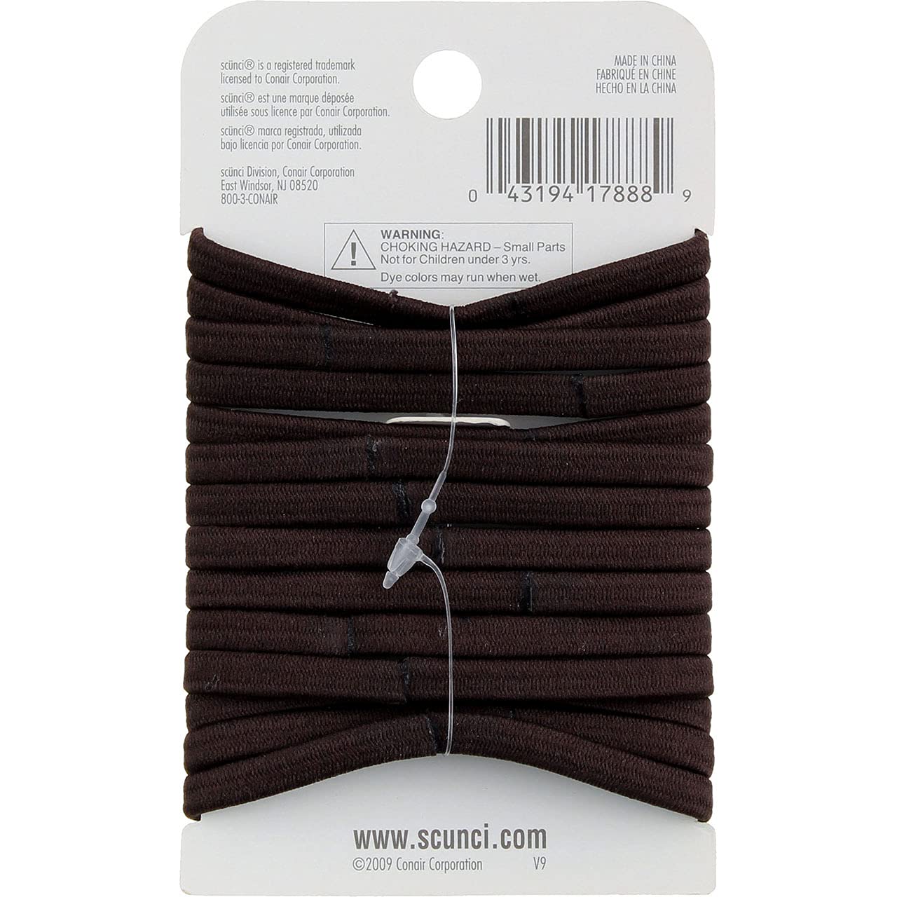 Scunci No Damage Hair Ties Black 6Mm. Pack Of 3