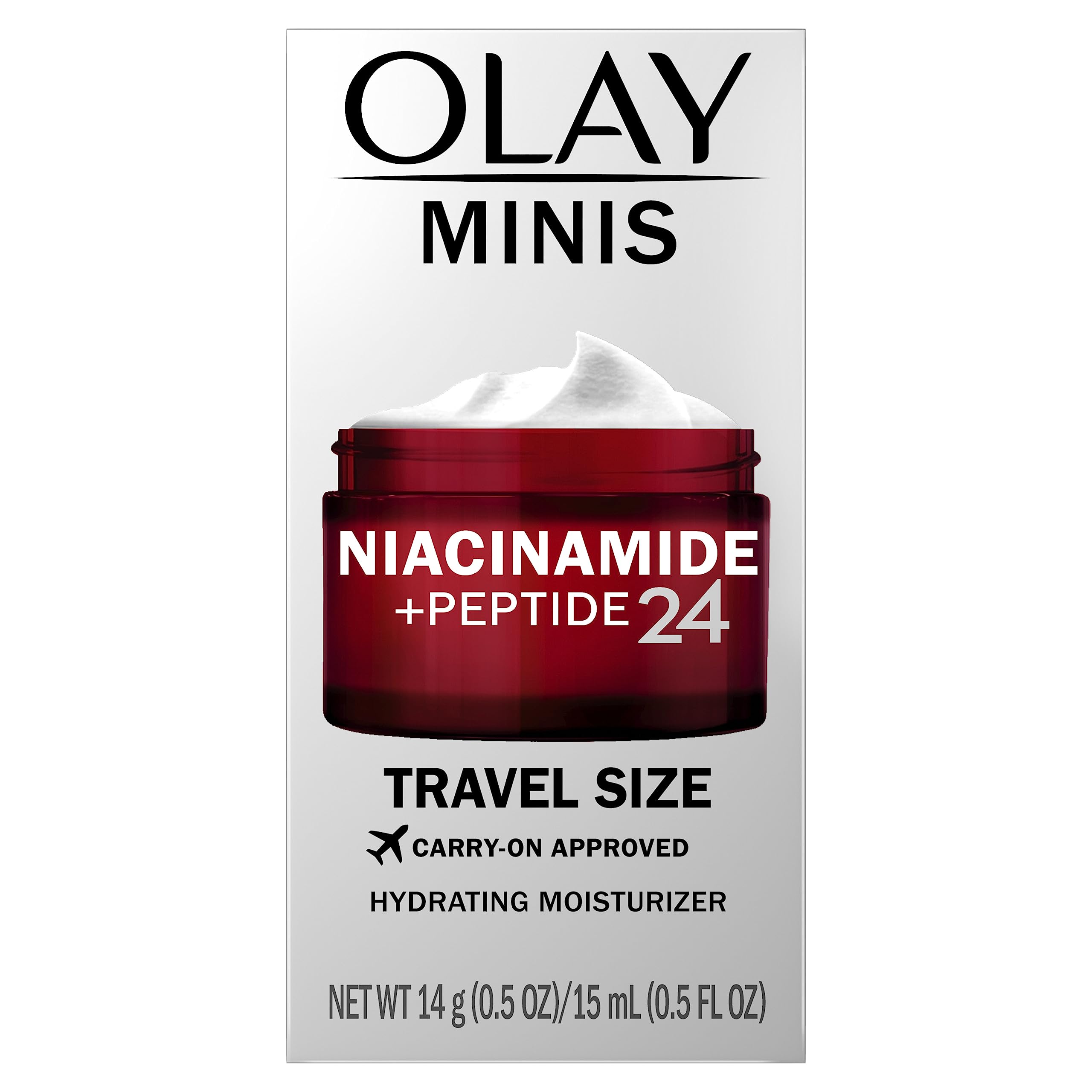 Olay Regenerist Niacinamide + Peptide 24 Hydrating Face Moisturizer with Vitamin B3 for Stronger Skin Barrier 0.5 oz, Travel Size